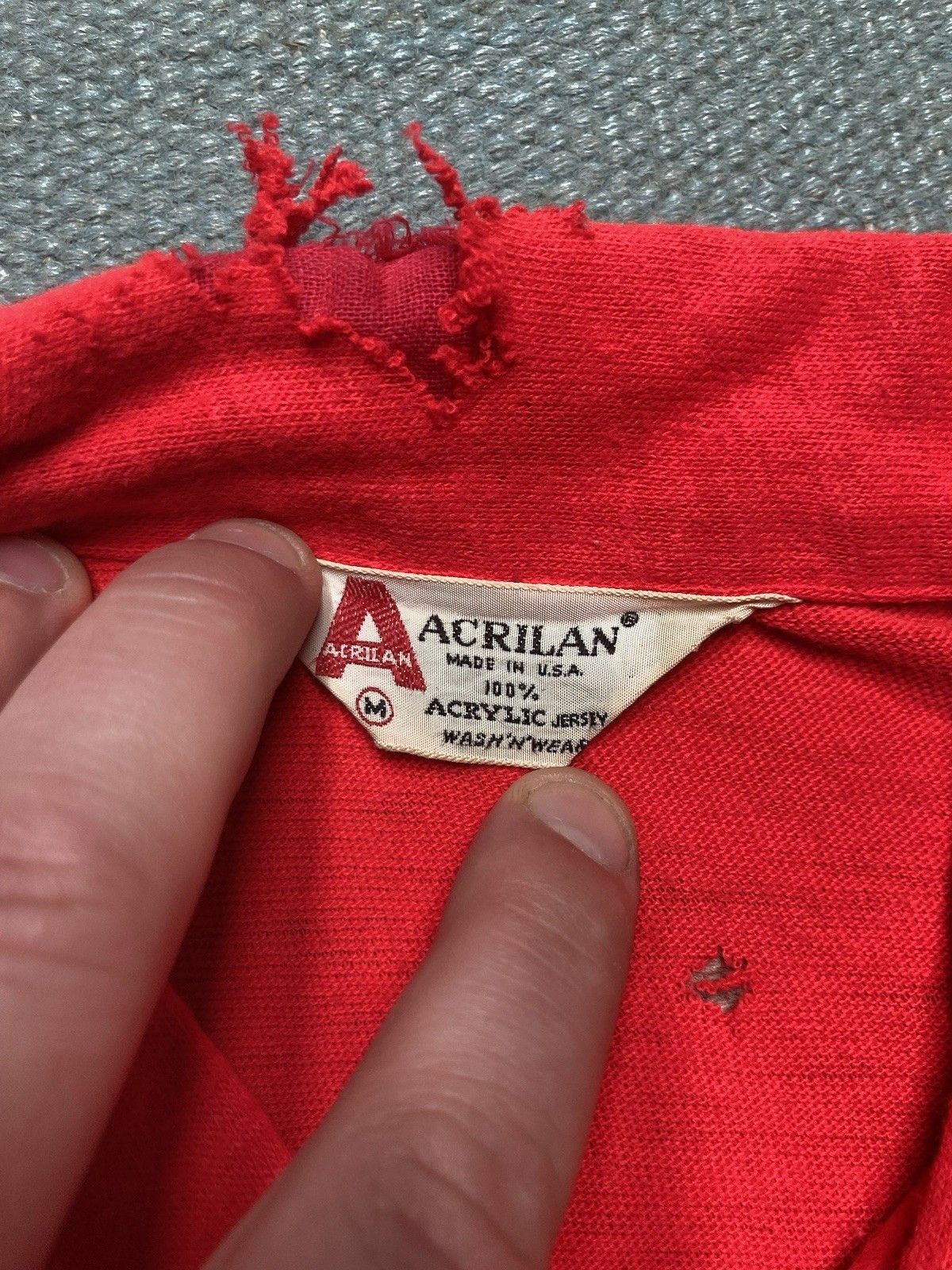 Vintage 1960s short sleeve polo shirt acrylic crimson adult medium Size US M / EU 48-50 / 2 - 6 Thumbnail