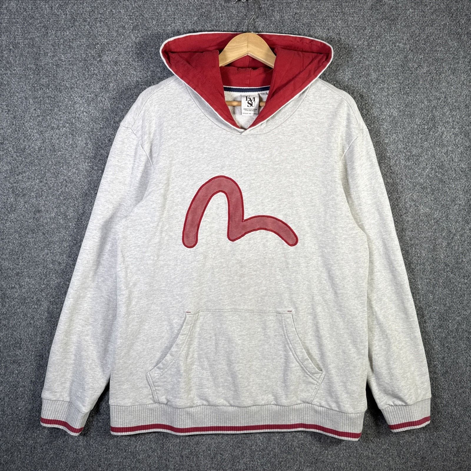 Evisu Vintage EVISU Hoodie Mens Large Gray Y2K Embroidered Jeans Size US L / EU 52-54 / 3 - 1 Thumbnail