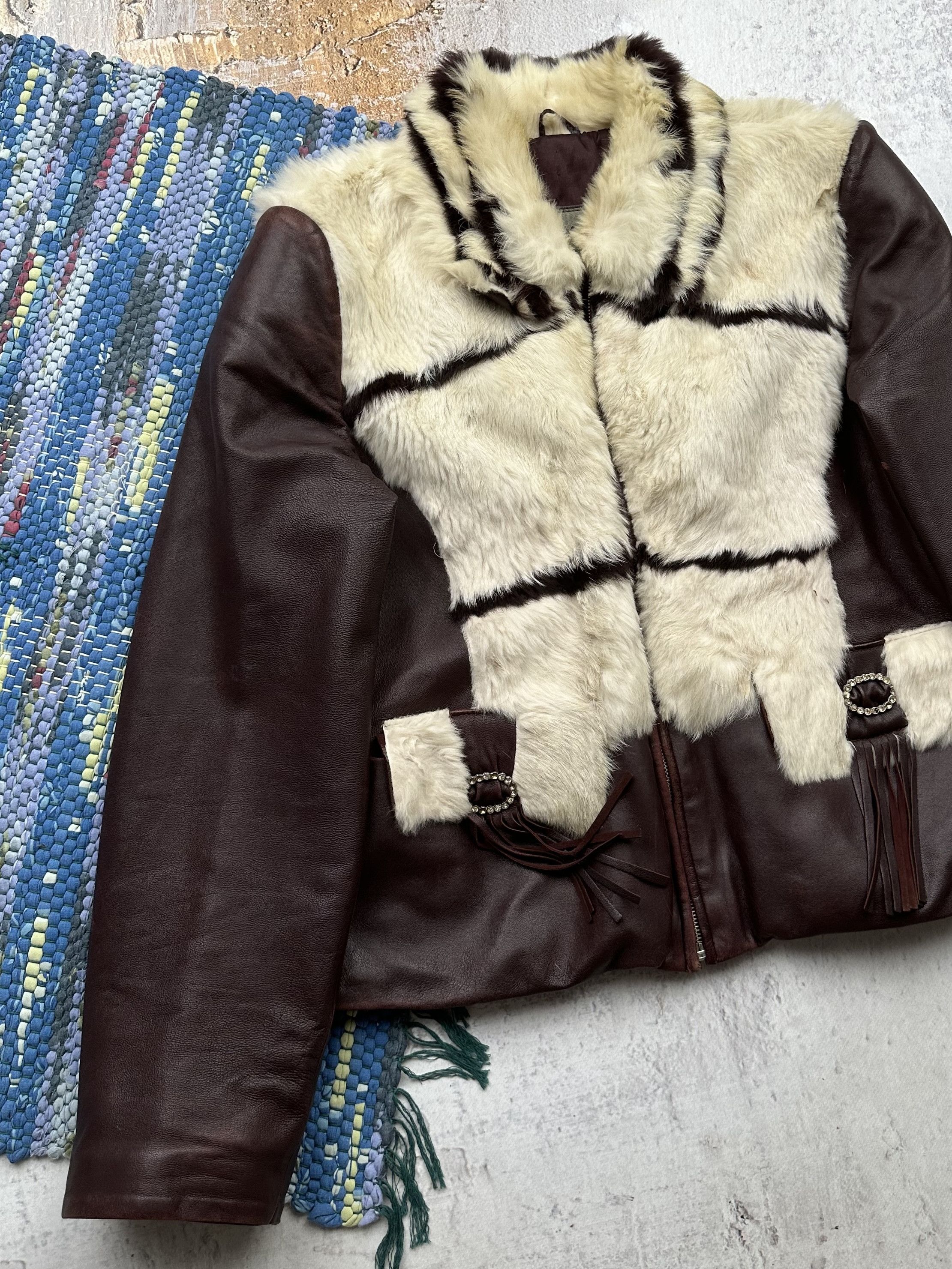Vintage Vintage Leather/Real Fur Jacket A109D15(471) Size M / US 6-8 / IT 42-44 - 2 Thumbnail