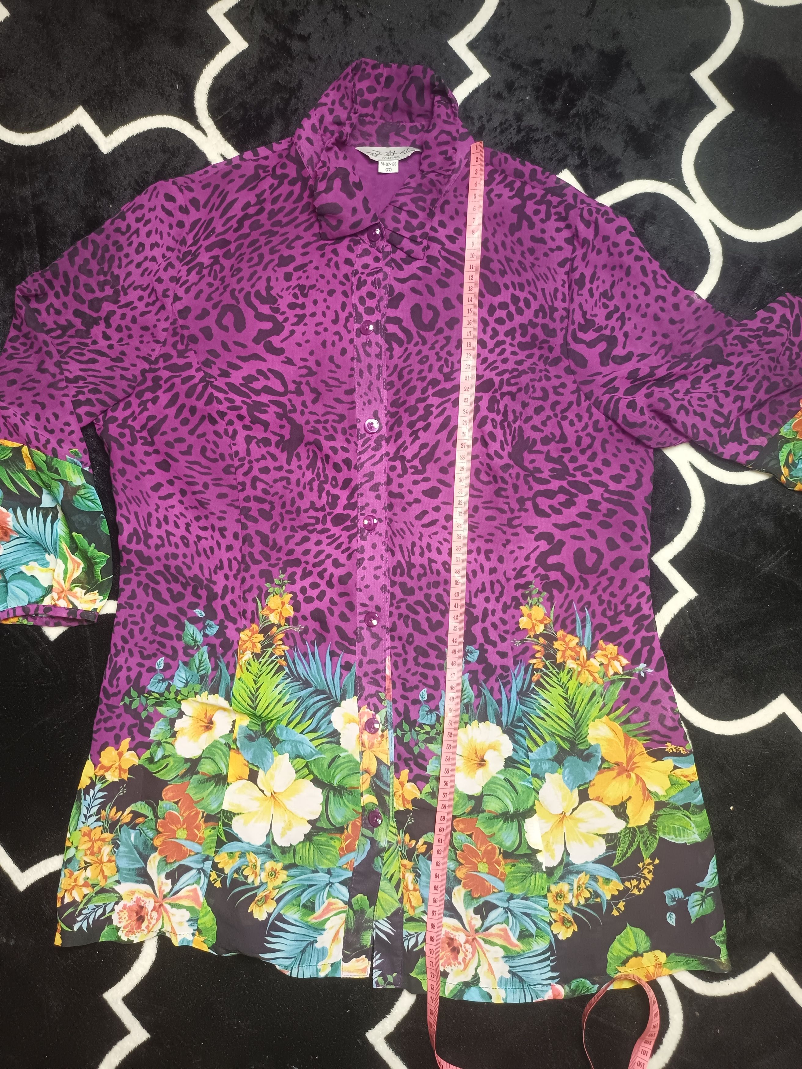 Japanese Brand Women's Chiffon Blouses Button Down Floral Leopard Print Size L / US 10 / IT 46 - 6 Thumbnail