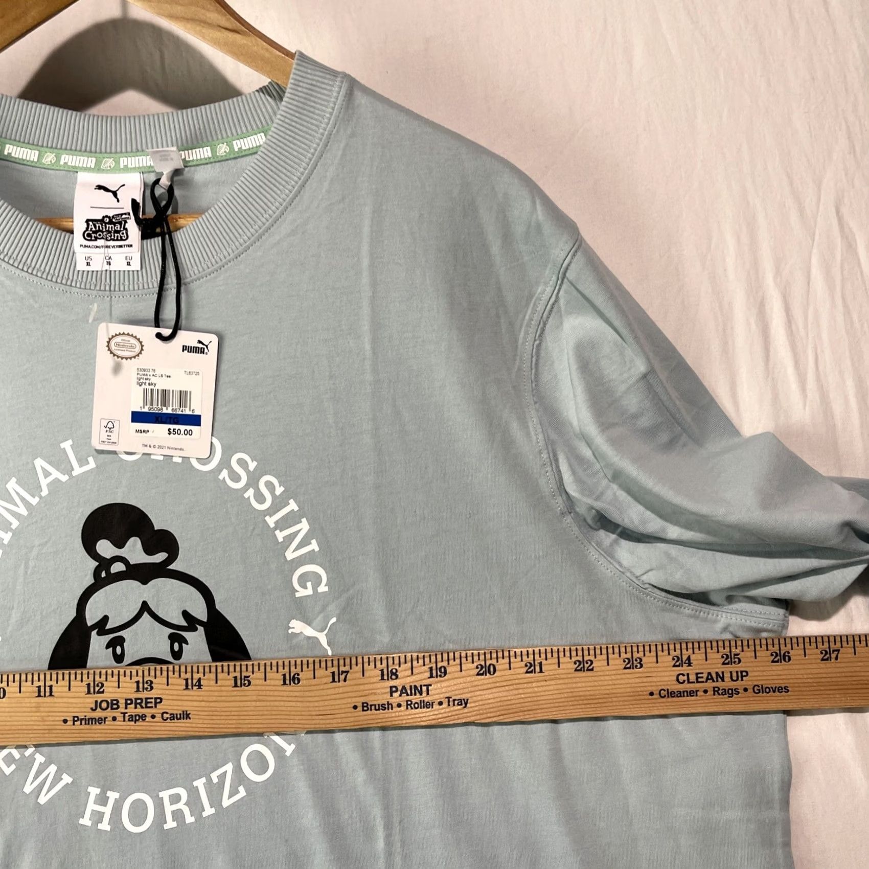 Puma PUMA Horizons Animal Crossing Shirt Mens XL Long Sleeve Graphic Print Blue Cotton Crew Neck Logo Size US XL / EU 56 / 4 - 7 Thumbnail
