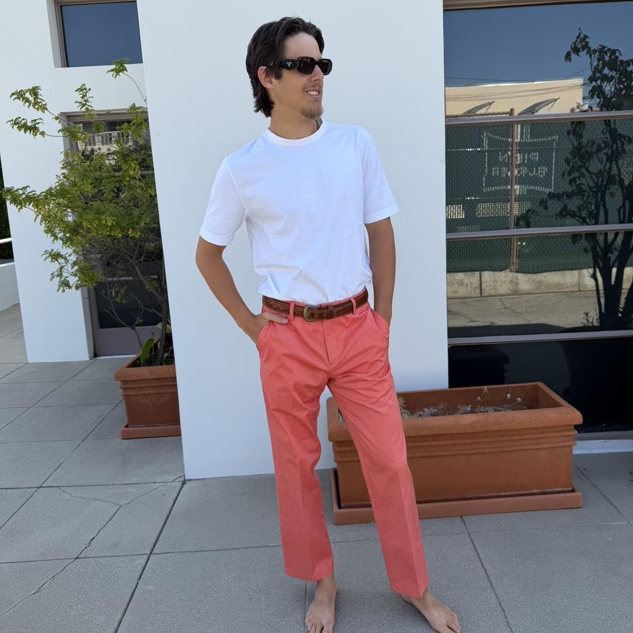 J.Crew Vtg retro one in a million Coral pink chino pant trouser Size US 33 - 2 Thumbnail