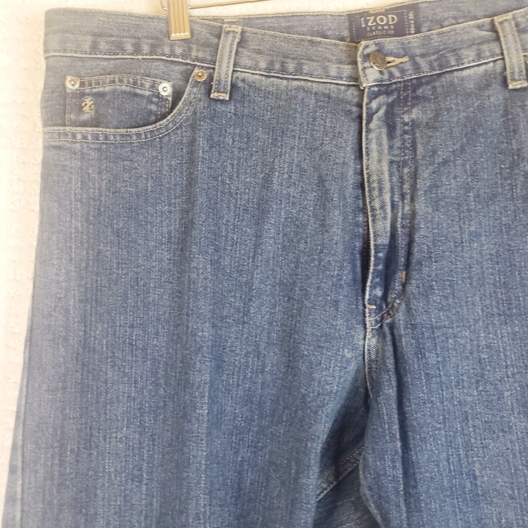 Izod IZOD Jeans Classic Fit Denim Blue 40x30 Men Regular 100% Cotton Zip Flat Front Straight Inseam 30 New With Tags Size US 40 / EU 56 - 3 Thumbnail