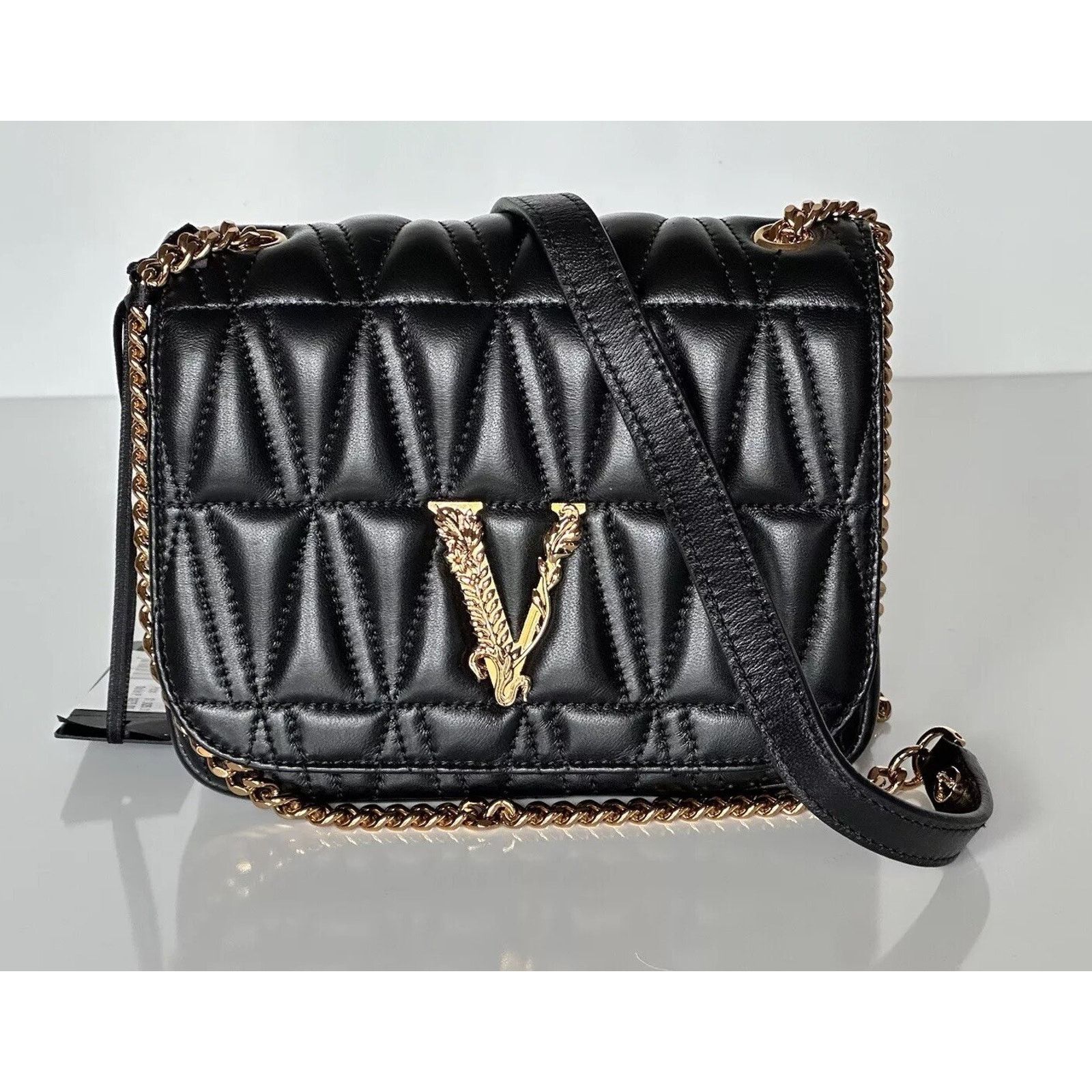 Versace Versace Virtus Quilted Leather Black Crossbody Bag DBFH821 Size ONE SIZE - 1 Thumbnail