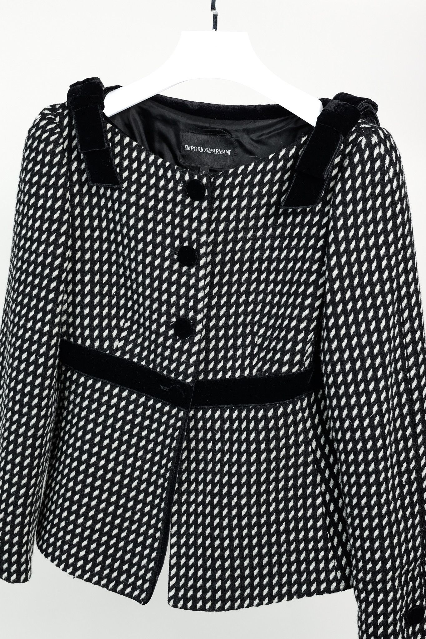 Emporio Armani Emporio Armani 2006 Velvet Bow Trimmed Wool Jacket Size M / US 6-8 / IT 42-44 - 3 Thumbnail