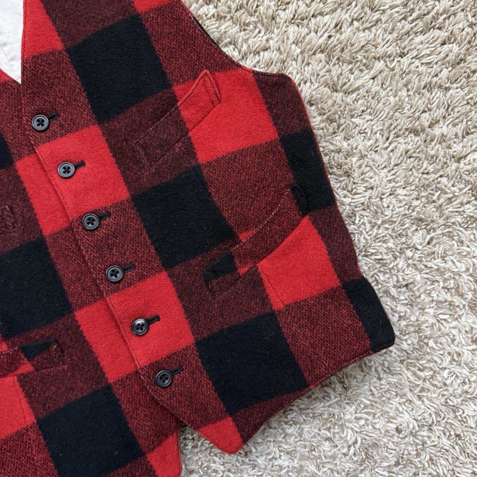 Beams Japan × Beams Plus Vintage Beams Plus Japan Buffalo Plaid Red Wool Vest Jacket Size L / US 10 / IT 46 - 9 Thumbnail