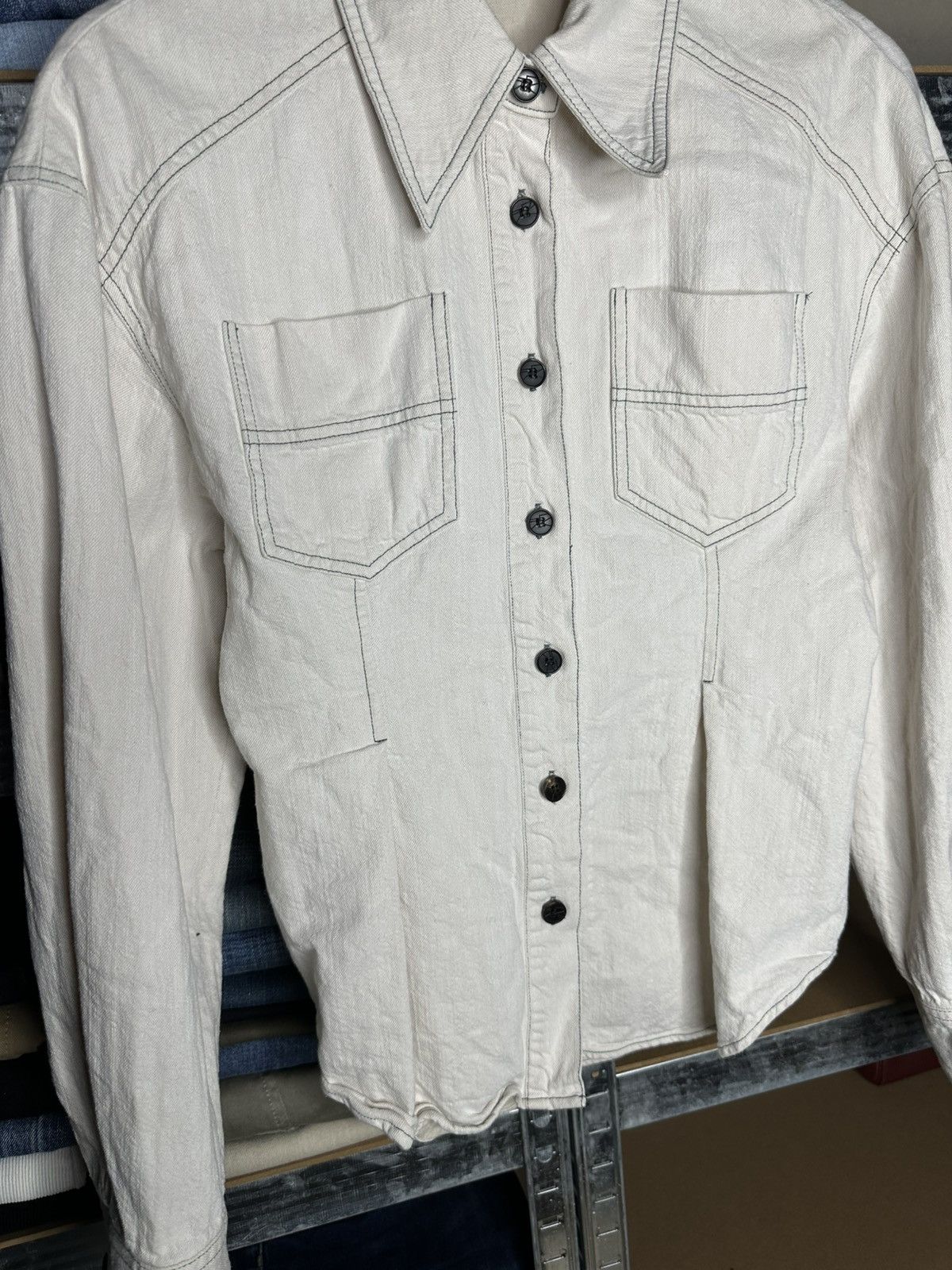 Other LVIR Contrast Stitch Denim Jacket Shirt Women’s Size M Size M / US 6-8 / IT 42-44 - 3 Thumbnail
