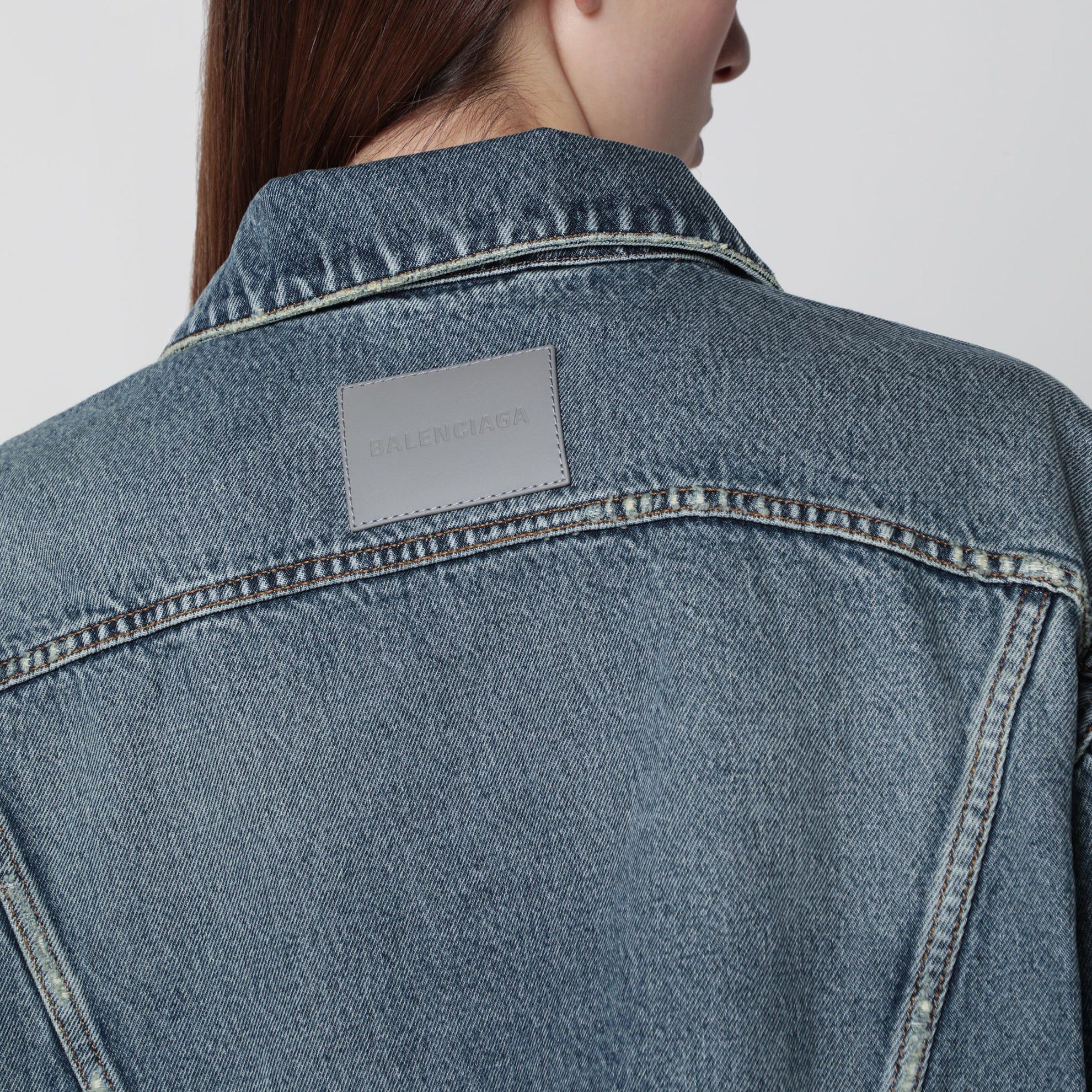 Balenciaga o1d2blof0426 Cotton Denim Jacket in Dirty Blue Size XS / US 0-2 / IT 36-38 - 4 Thumbnail