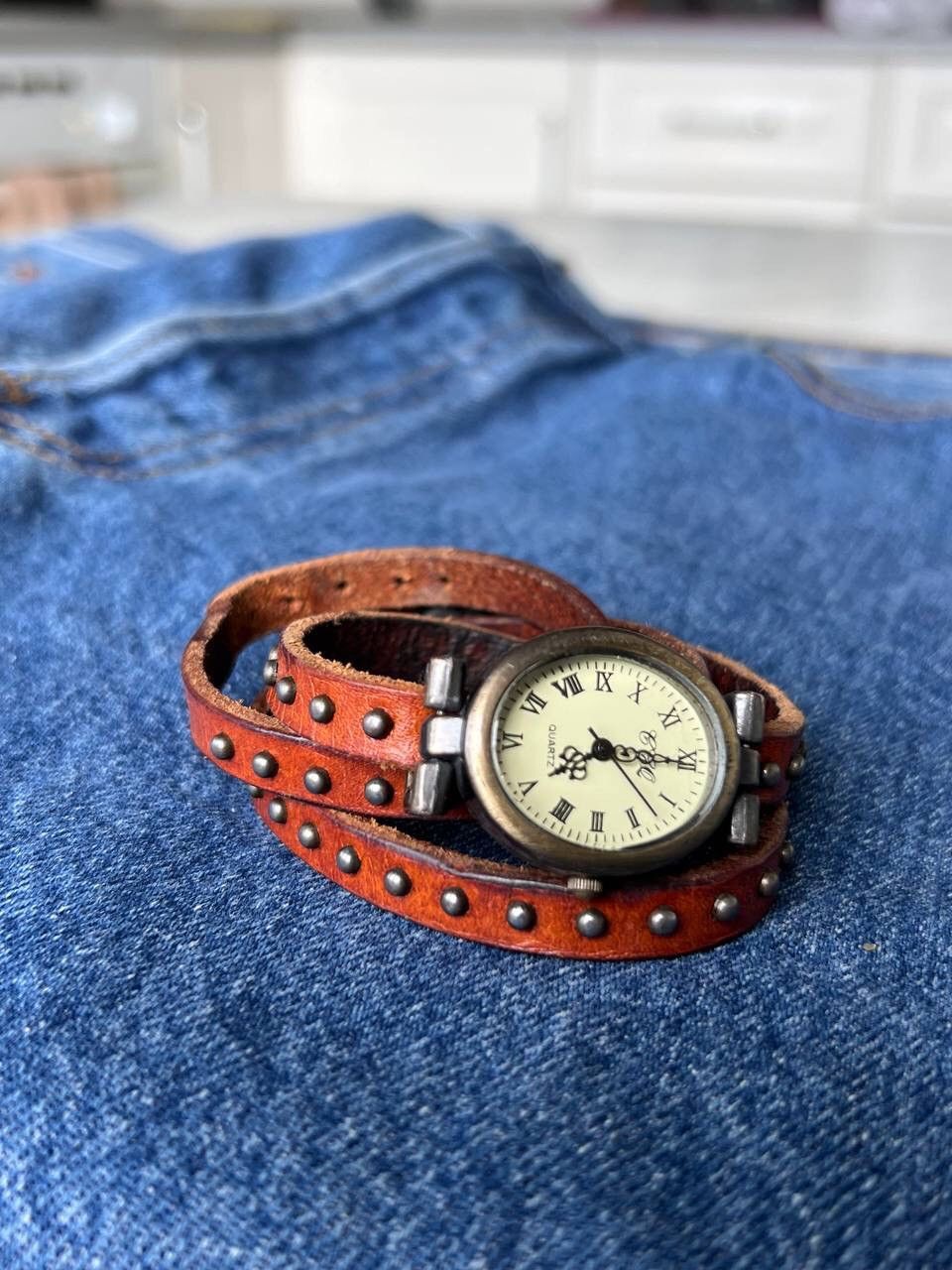 Japanese Brand × Vintage Vintage Japanese futuristic Watch Studded Leather Strap Size ONE SIZE - 1 Thumbnail