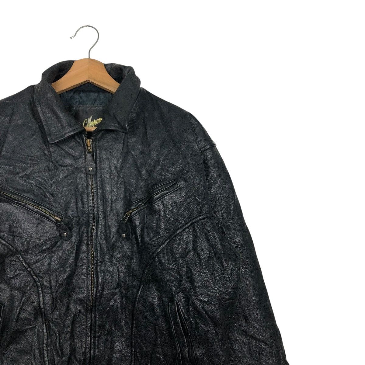 Edwin 🔥VINTAGE MOTORCYCLE RIDER LEATHER JACKET EDWIN COMPANY Size US L / EU 52-54 / 3 - 8 Thumbnail