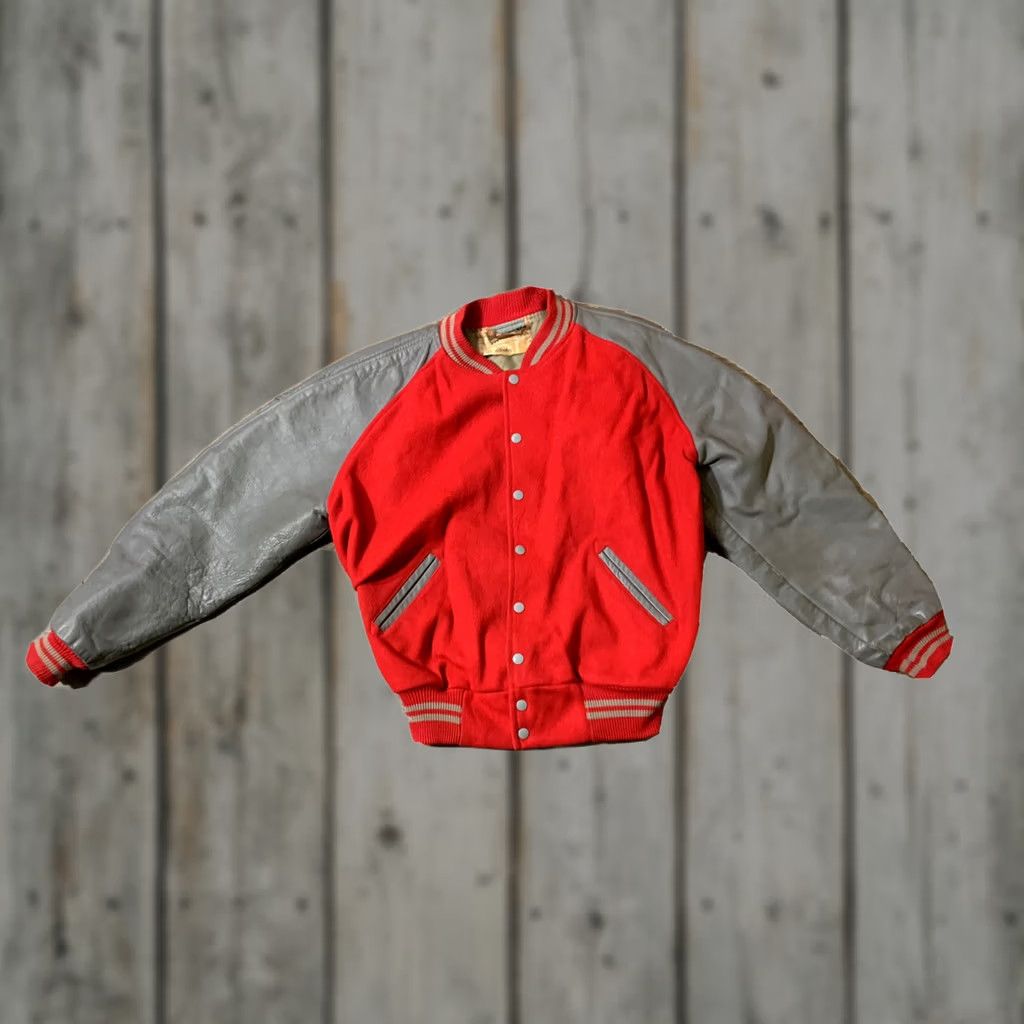 Vintage VINTAGE 50s Coleman Knitting Mills Men's Letterman Jacket Large Red Wool Size US L / EU 52-54 / 3 - 1 Thumbnail
