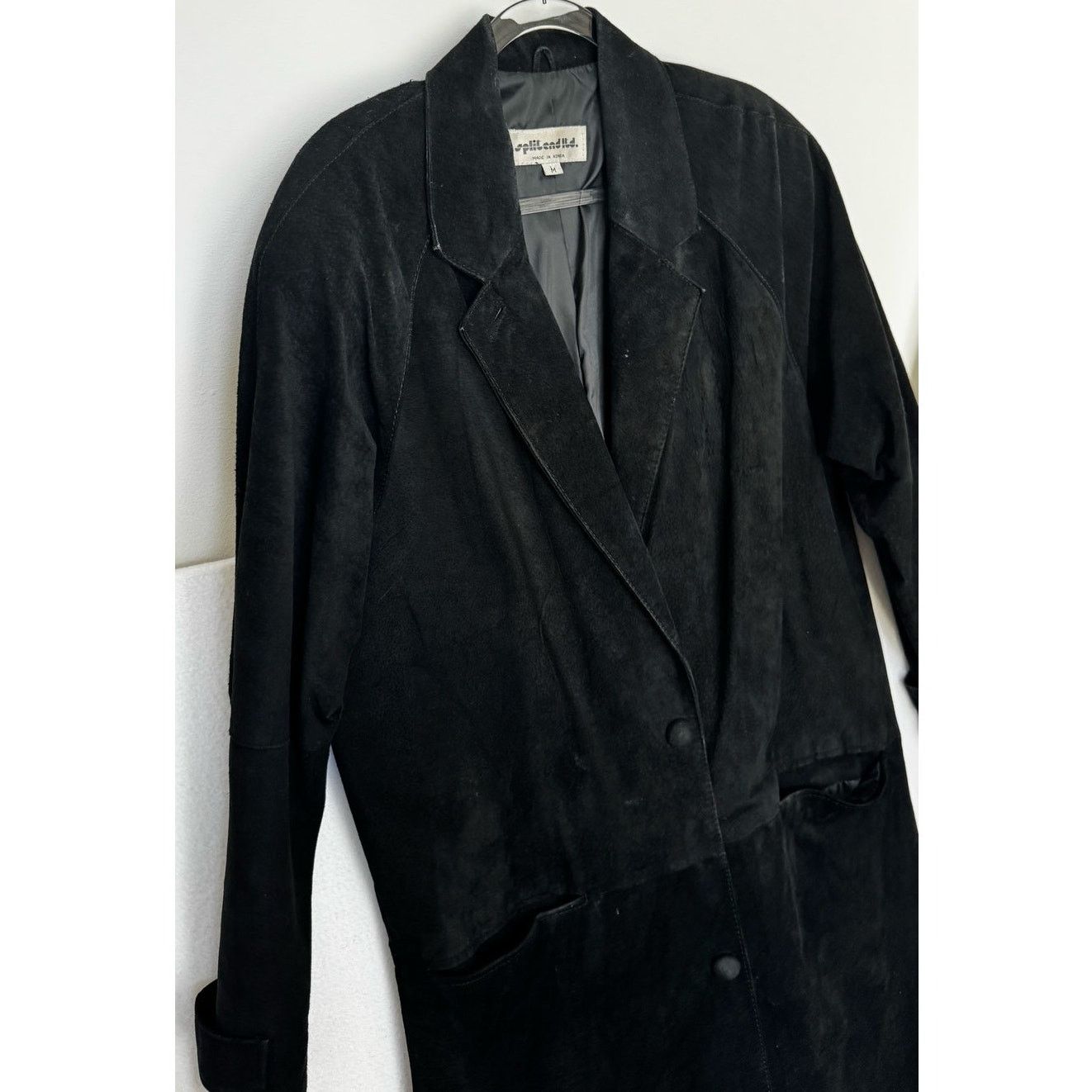 Vintage 90s Split End Ltd Black Suede Leather Long Coat Minimalist M Size M / US 6-8 / IT 42-44 - 11 Thumbnail