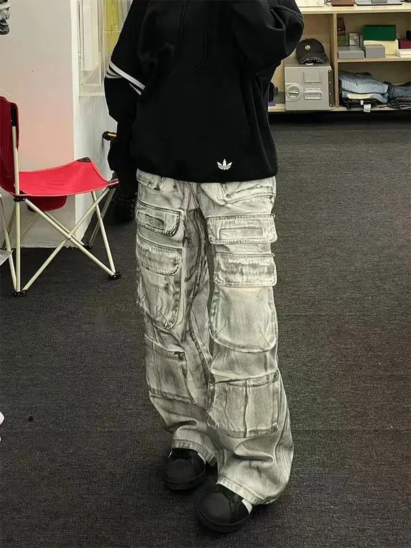 Japanese Brand VIBE Vintage distressed dirty wide-leg heavy-duty jeans Size US 32 / EU 48 - 1 Thumbnail