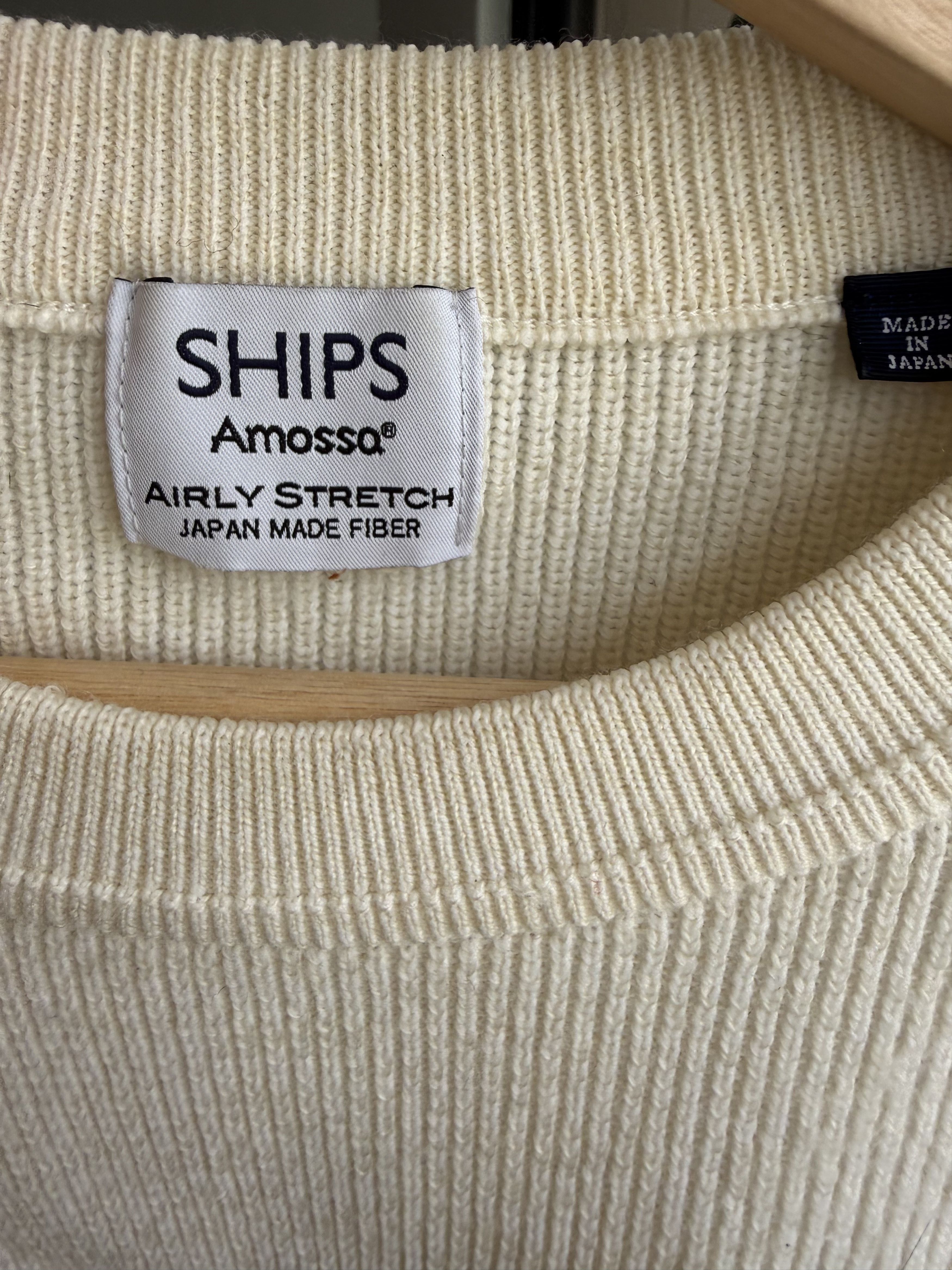 SHIPS Ships Amossa Cream Ribbed Knit Crewneck Sweater Size US L / EU 52-54 / 3 - 2 Thumbnail