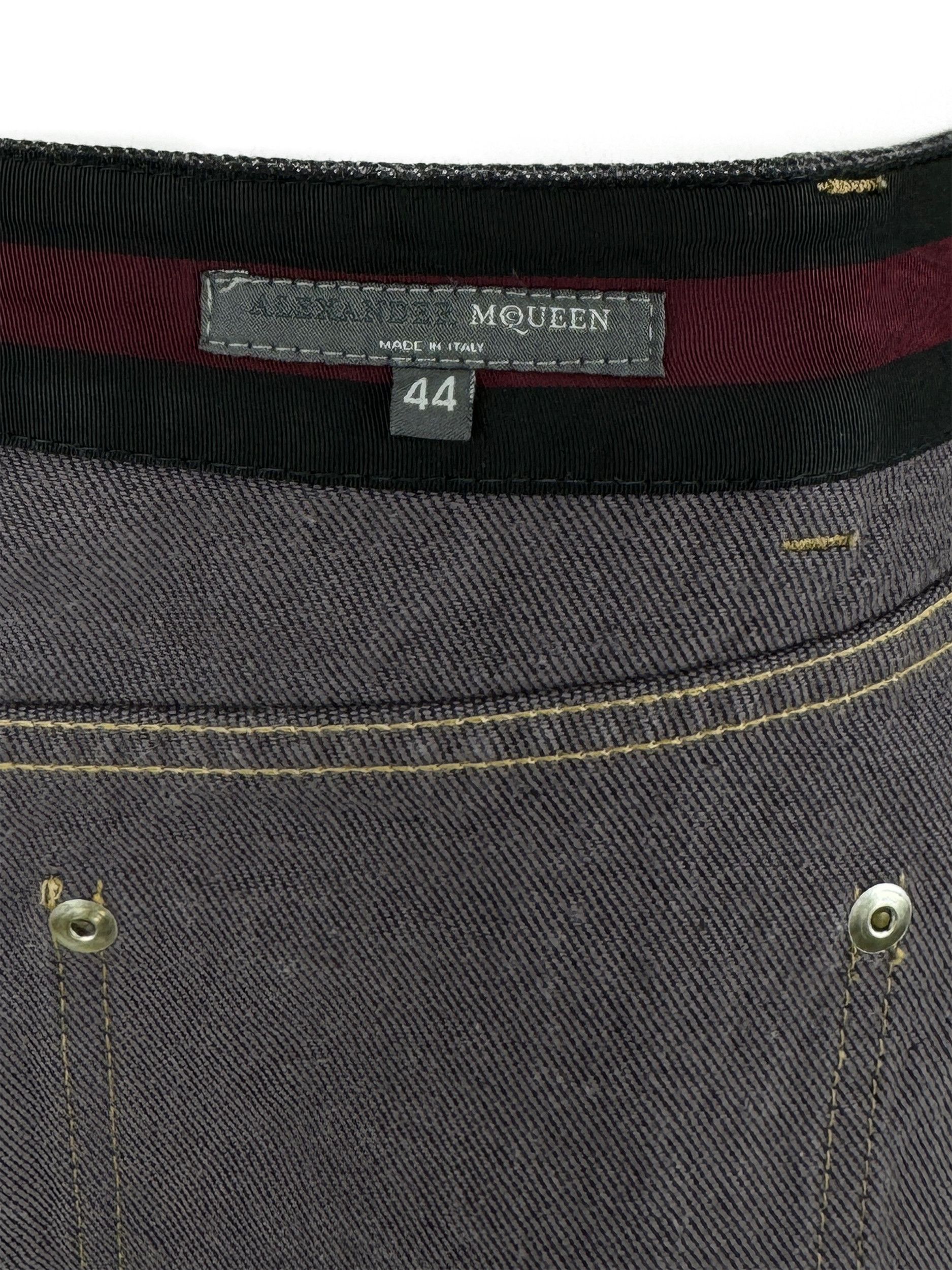 Alexander McQueen Alexander McQueen F/W 2002 Vintage Denim Logo Midi Skirt 44 Size 30" / US 8 / IT 44 - 4 Thumbnail
