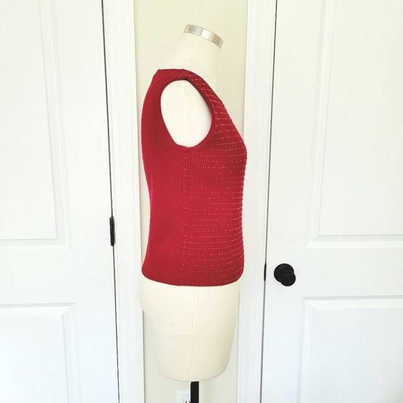 Other Kate Hill Petite Beaded Silk Blend Ribbed Sweater Tank Sz PM Size M / US 6-8 / IT 42-44 - 5 Thumbnail