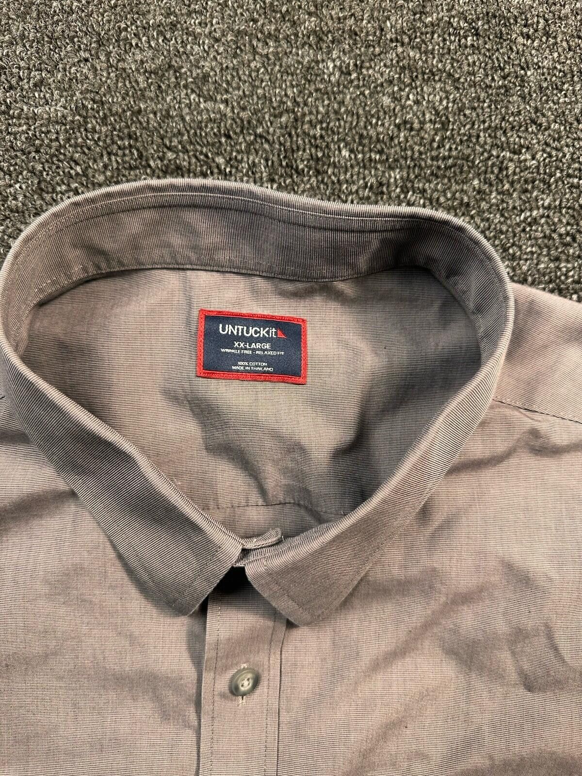 UNTUCKit UNTUCKit Men's XX-Large Gray Cotton Wrinkle Resistant Shirt Size US XXL / EU 58 / 5 - 5 Thumbnail