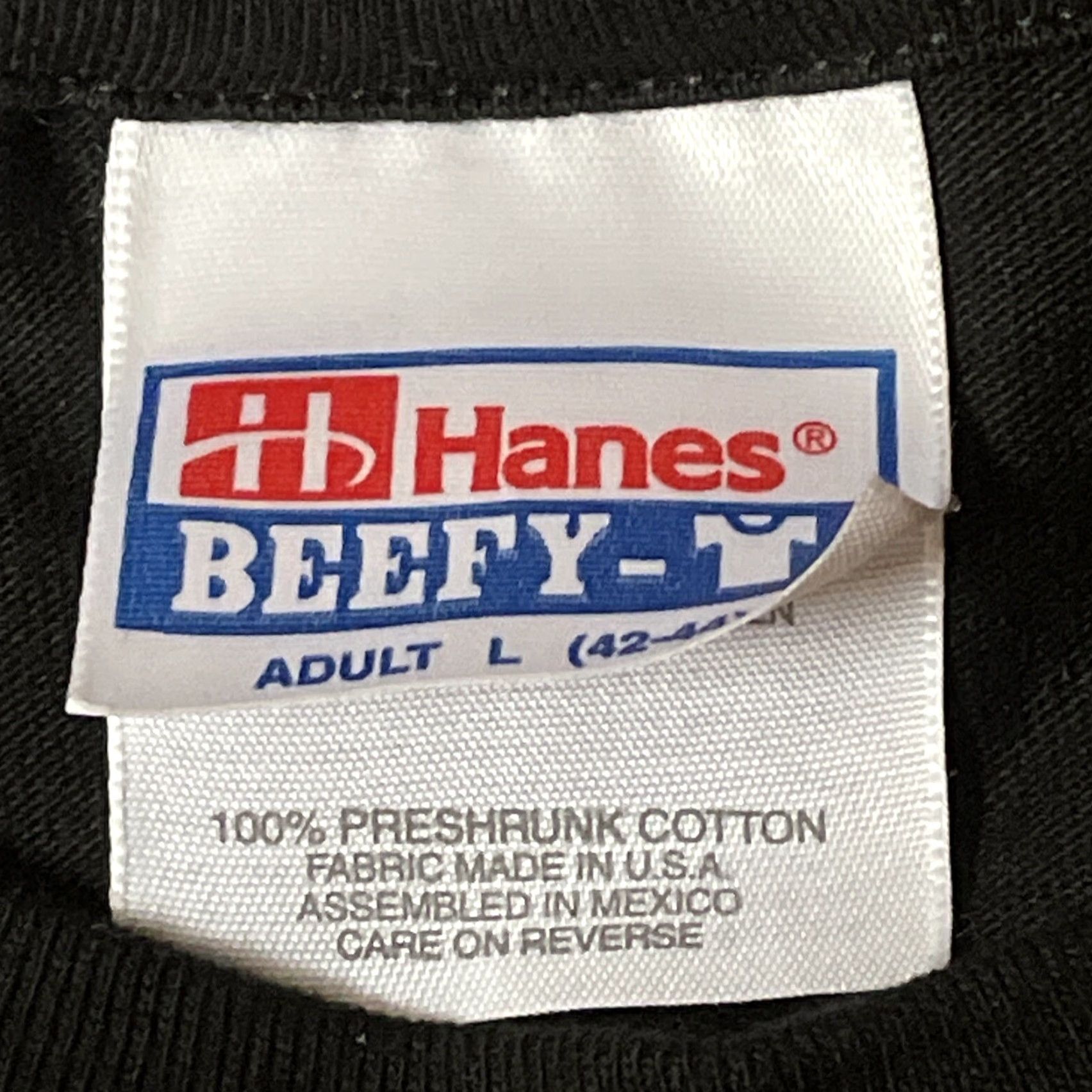 Hanes VINTAGE Hanes Beefy-T T-Shirt Mens L Black Crew Neck Short Sleeve 100% Cotton Motorcycle 90s Hipster US Made Size US L / EU 52-54 / 3 - 5 Thumbnail