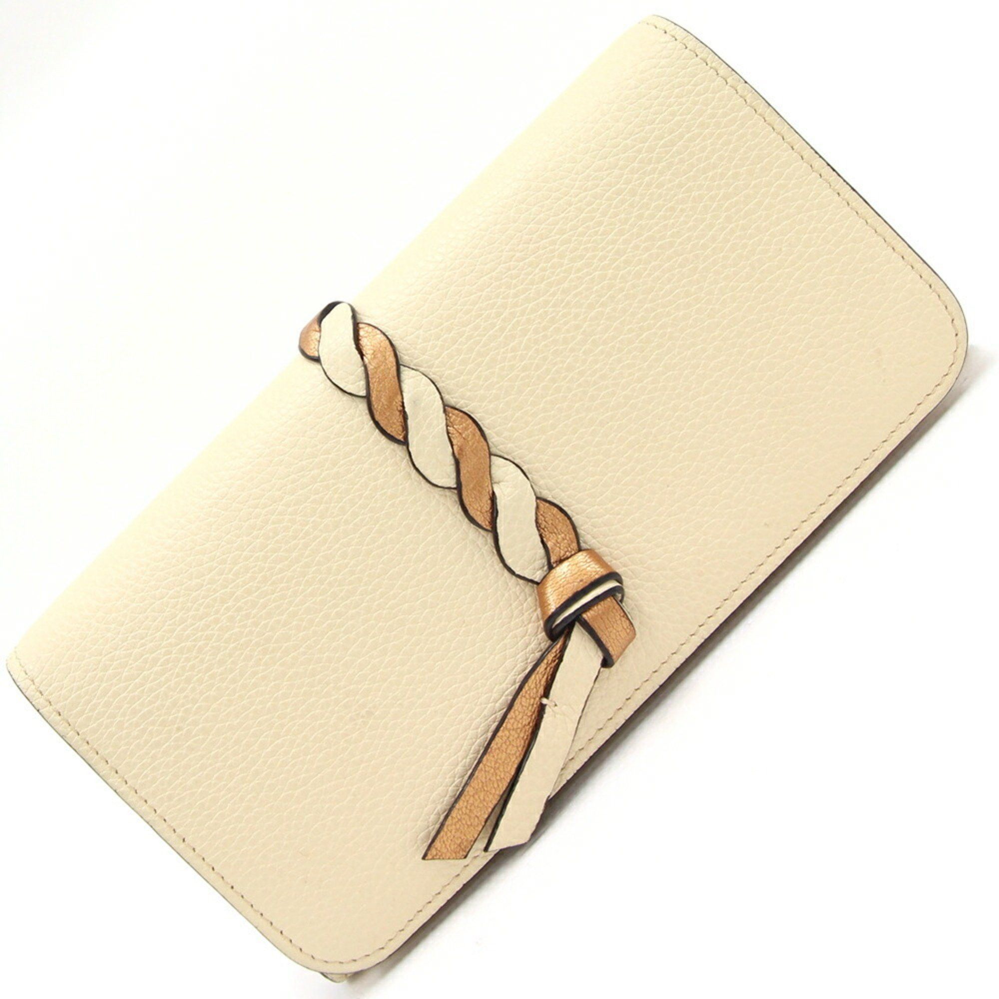 image of Chloé Chloe Bifold Long Wallet Ivory Leather Women's