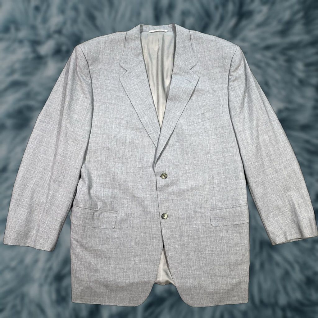 Canali Canali Wool Suit Coat Jacket Men 46 Gray 100% Wool Two-Button Notch Lapel Regular Double-Breasted Solid Italy Vintage No N/A N/A Size 46R - 1 Thumbnail