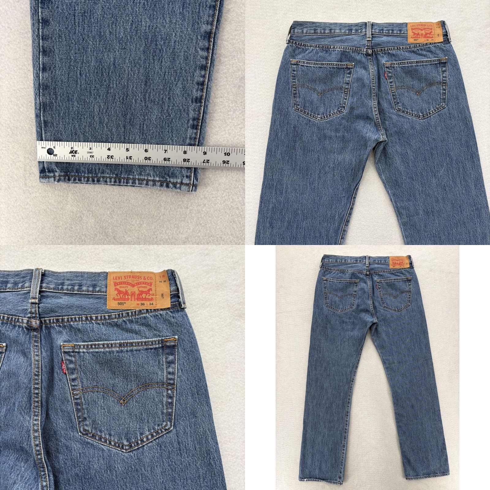 Levi's VINTAGE Levi's 501 Jeans Mens 36x34 Medium Blue Denim Button Fly Straight Leg Y2K Size US 36 / EU 52 - 9 Thumbnail