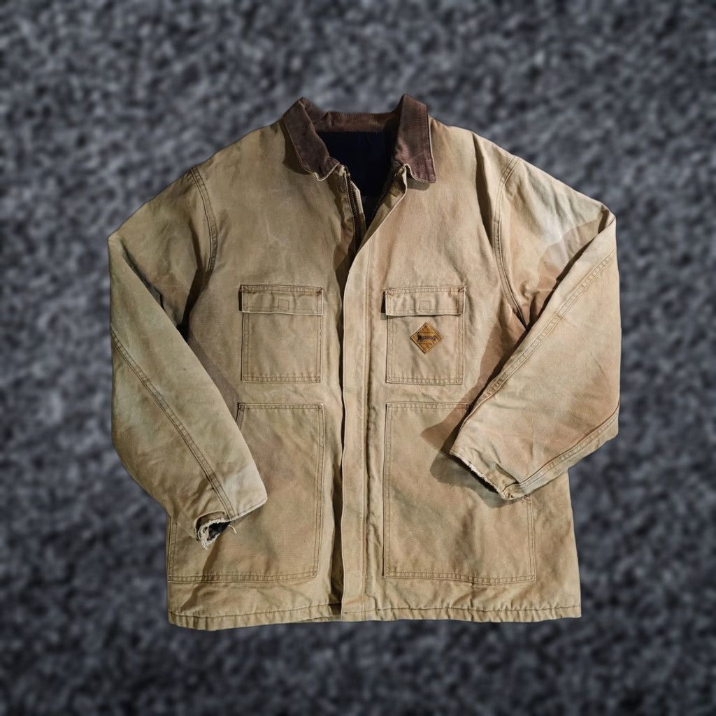 Carhartt VINTAGE Carhartt Muleskins Jacket Brown Blanket Lined Detroit Jacket Mens 2XL Bomber Jacket Wool Lining Canvas Cotton 90s Outdoor Workwear Mens Size US XXL / EU 58 / 5 - 1 Thumbnail
