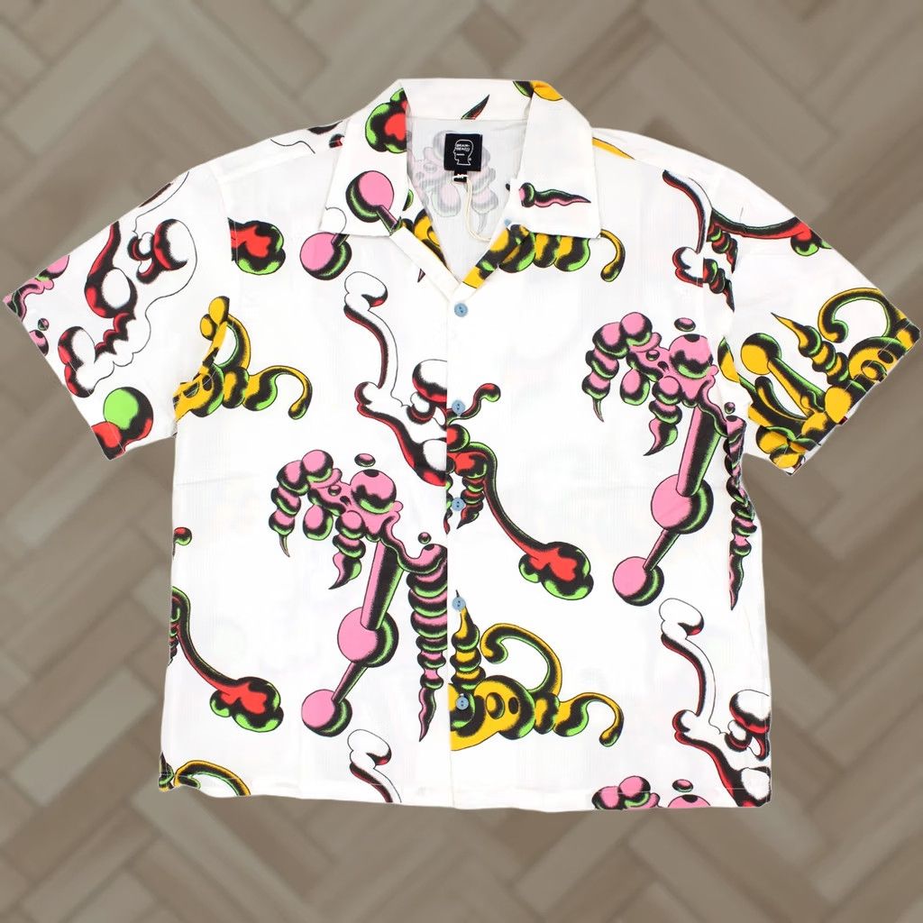 Brain Dead Brain Dead Tetsunori Tawaraya Seersucker Button-Up Shirt Mens M White/ Multi Graphic Print Casual, Travel, Workwear, Relaxed Fit Size US M / EU 48-50 / 2 - 1 Thumbnail