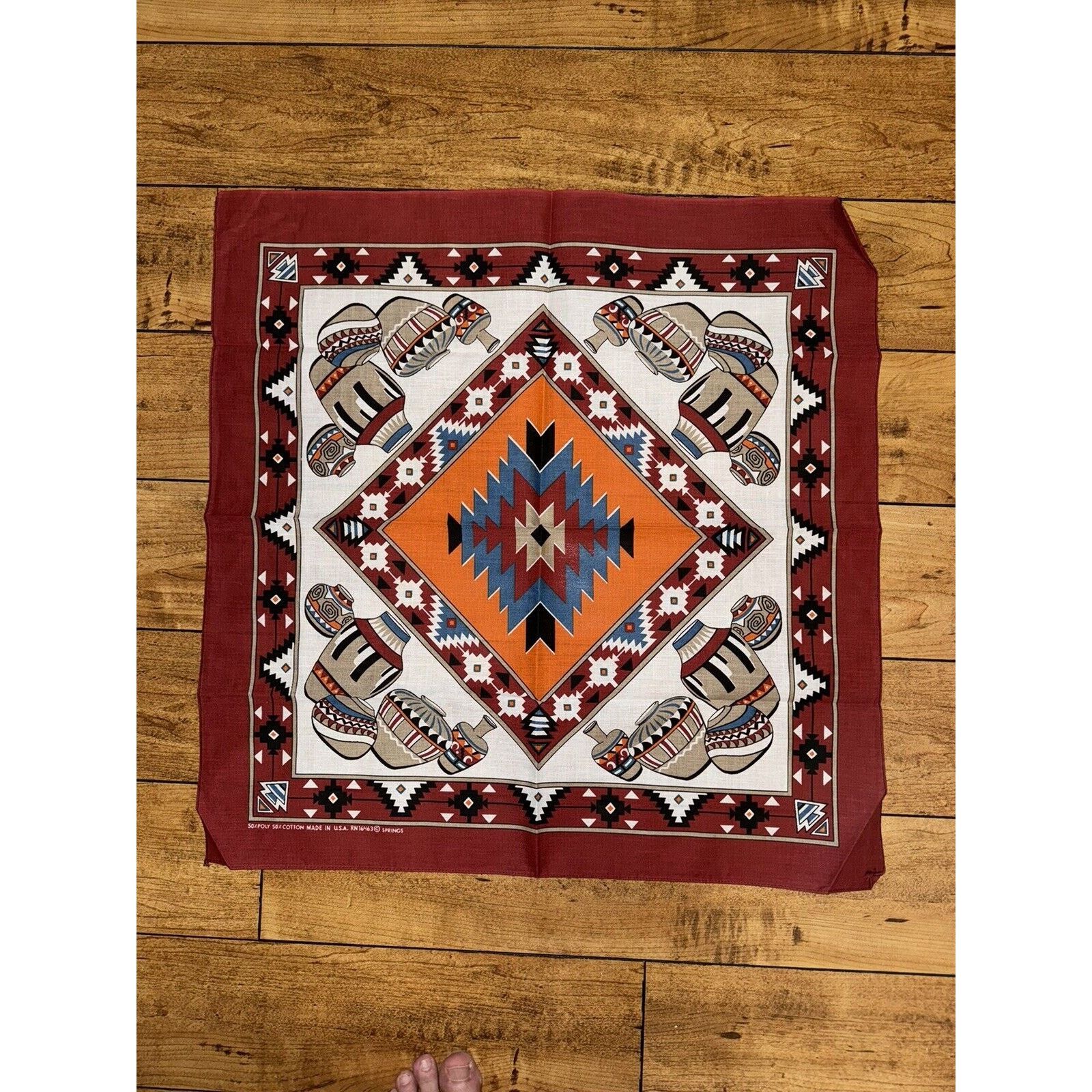 Vintage Vintage Native American Maroon Pocket Square Western Style Size ONE SIZE - 1 Thumbnail