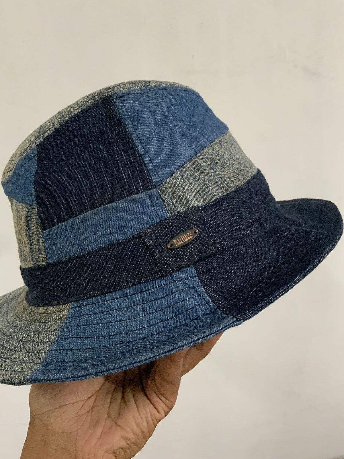 If Six Was Nine Ruben Patchwork Denim Hat Size ONE SIZE - 7 Thumbnail