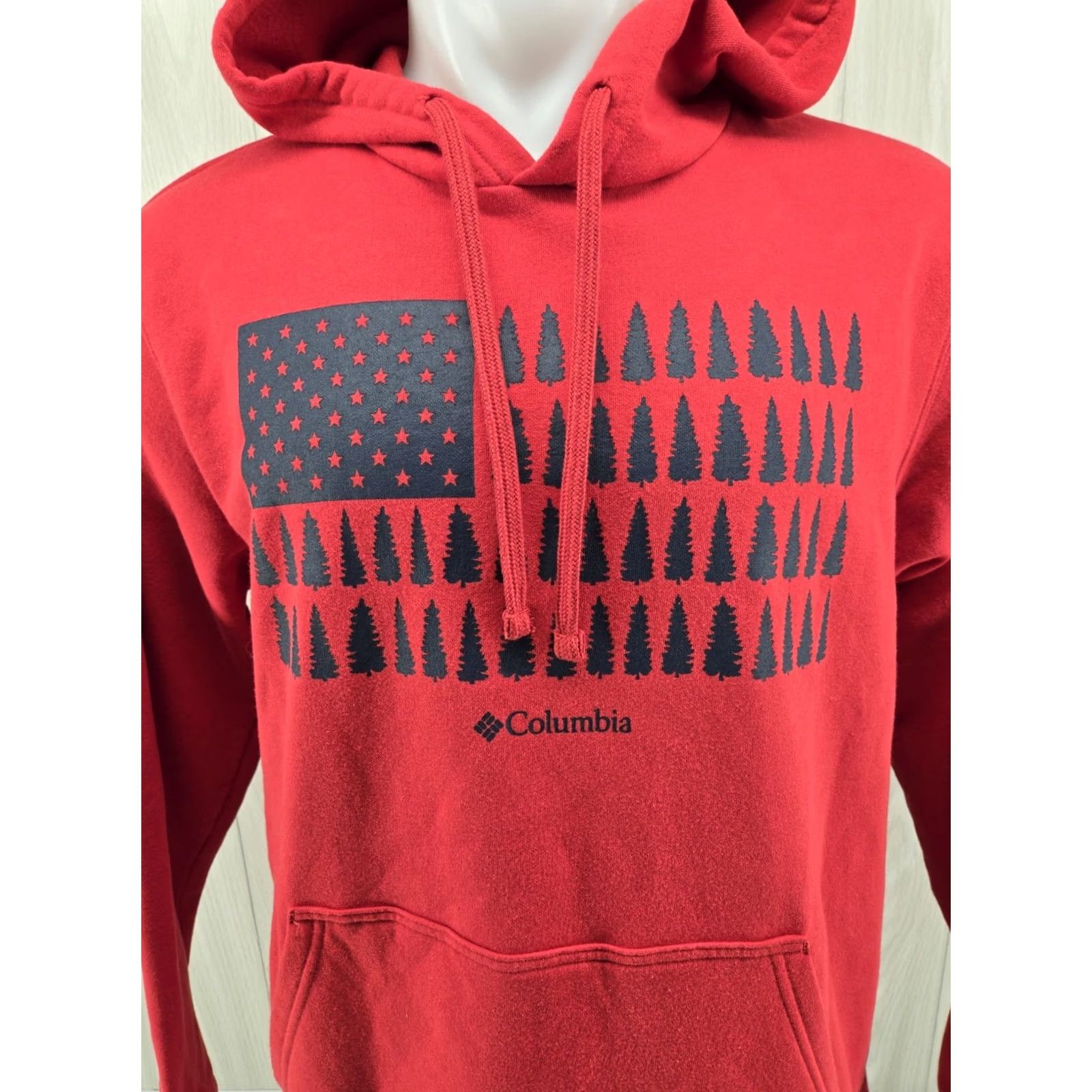 Vintage Columbia Hoodie Red American Flag Graphic Hooded Pullover Size Large Men Size US L / EU 52-54 / 3 - 3 Thumbnail