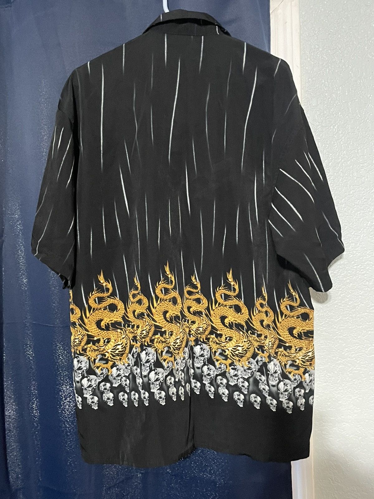 JNCO × Japanese Brand × Vintage Vintage Y2K Skull Dragon Button Shirt Mens Size Large AOP Size US L / EU 52-54 / 3 - 2 Thumbnail
