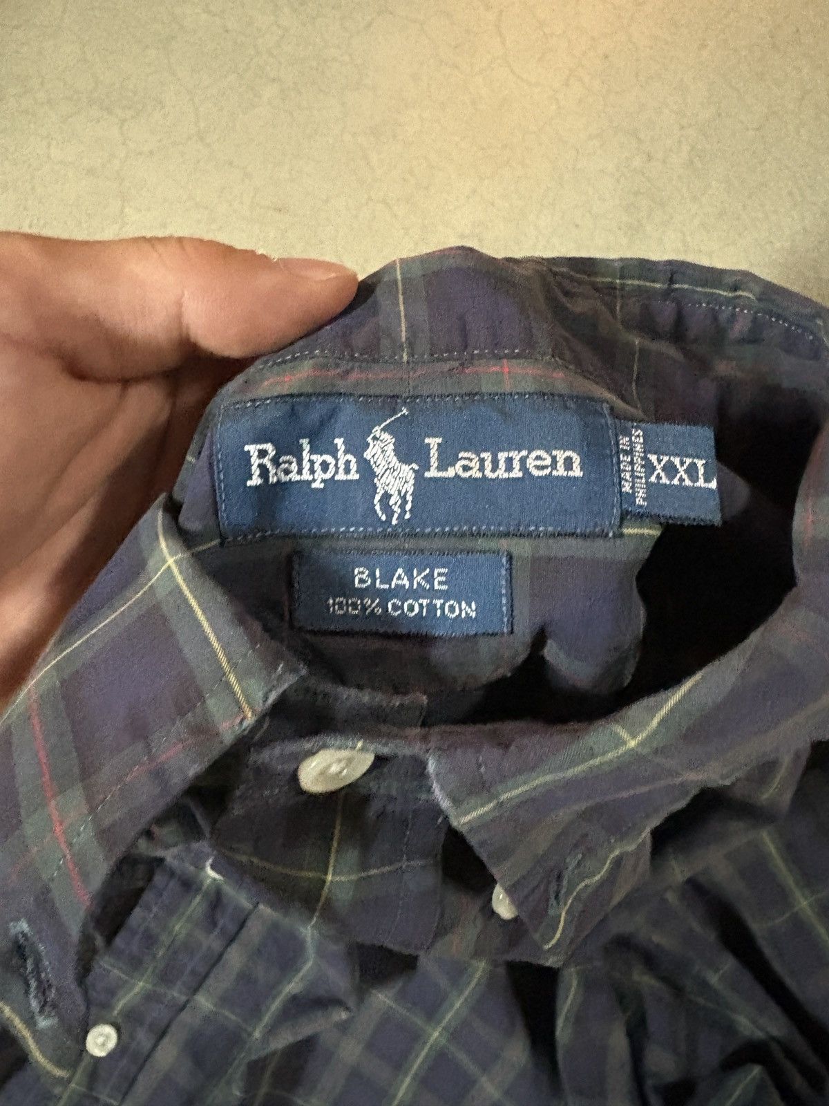 Polo Ralph Lauren VTG 90s Polo Ralph Lauren Blake Plaid Long Sleeve Shirt Navy Size US XXL / EU 58 / 5 - 5 Thumbnail