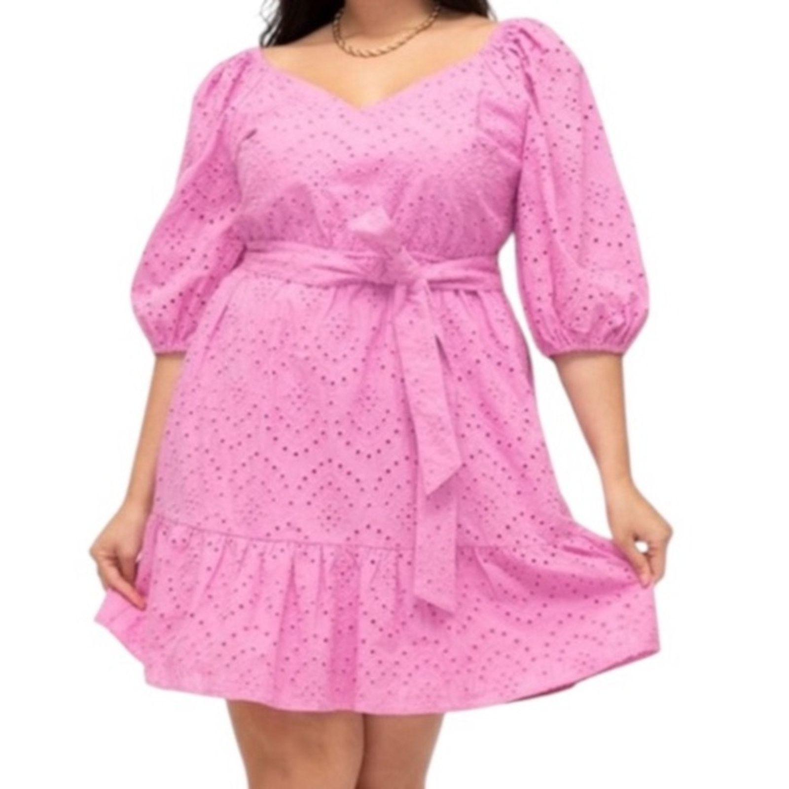 DressCamp NWT! ELOQUII Elements Women's Plus Size Belted Eyelet Dress Size XL / US 12-14 / IT 48-50 - 1 Thumbnail