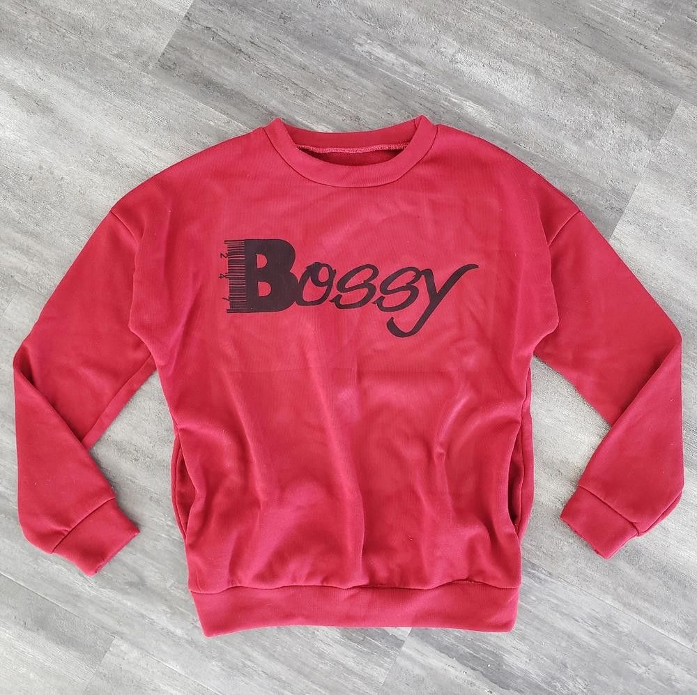 Shein Dark Red Bossy Sweatshirt Long Sleeve Size 28" / US 6 / IT 42 - 1 Thumbnail