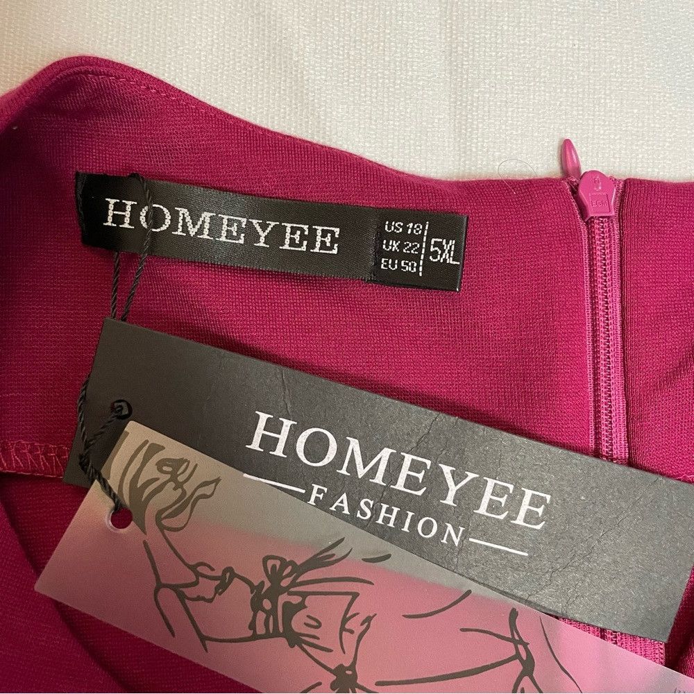 Other NWT New HOMEYEE Elegant Cut Out 3/4 Sleeve Business Pencil Size XXL / US 16-18 / IT 52-54 - 3 Thumbnail