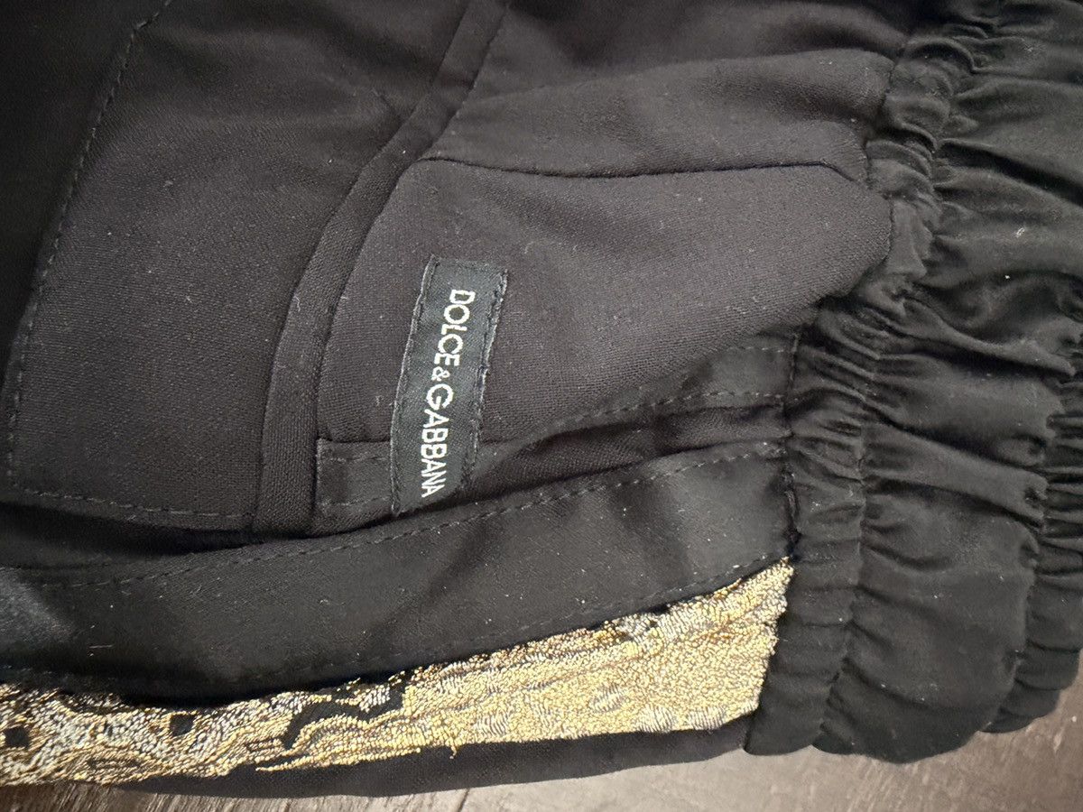 Dolce & Gabbana NEW Dolce & Gabbana Black Tuxedo Joggers Gold Floral Stripe Size US 30 / EU 46 - 10 Thumbnail