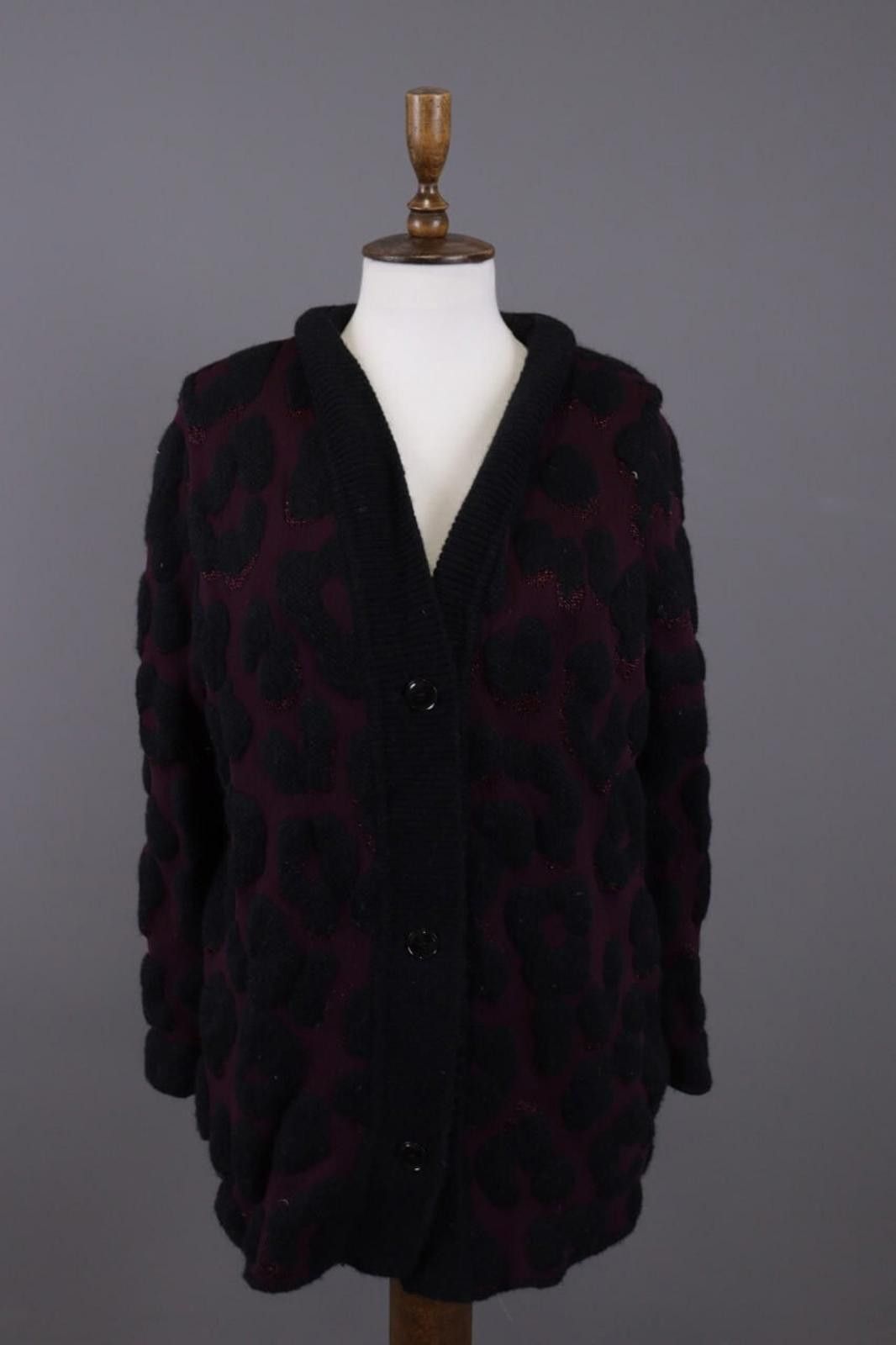 Designer Marc Cain Purple Alpaca Wool Animals Cardigan Sweater Size 3 Size M / US 6-8 / IT 42-44 - 1 Thumbnail