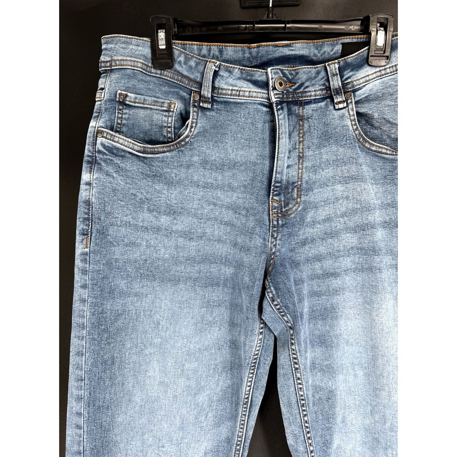 Denime The Perfect Jean NYC Jeans Mens 32x32 Blue Wash Athletic Fit Stretch Denim Shirt? Size US 32 / EU 48 - 2 Thumbnail