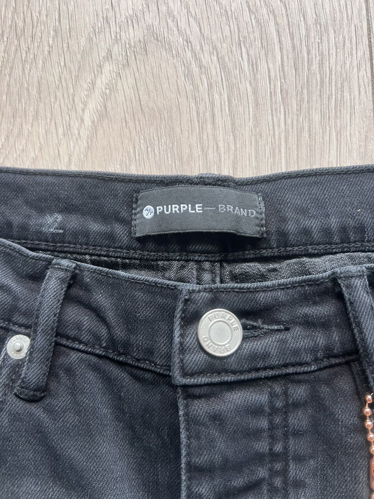 Purple Brand × Vintage NWT Purple Brand Quilted Destroyed Pocket Black Jeans Denim Size US 32 / EU 48 - 5 Thumbnail
