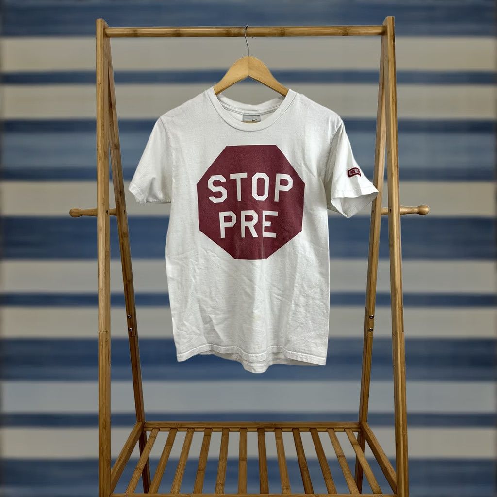 Nike VTG Nike STOP PRE Steve Prefontaine Running Short Sleeve T-Shirt M White Mens Shirt 2005 Y2K Size US M / EU 48-50 / 2 - 1 Thumbnail