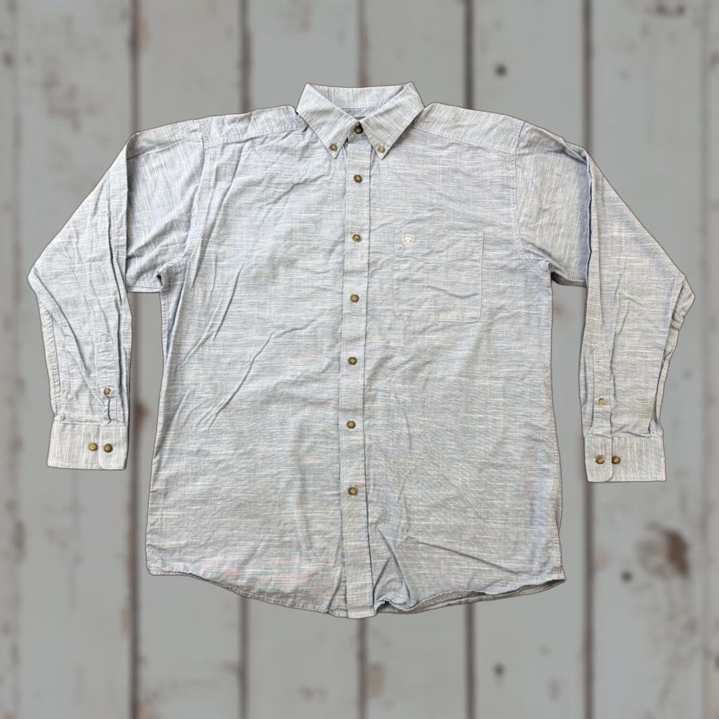 Ariat Ariat Shirt Button-Up Long Sleeve Blue L Cotton Western Casual Pocket Modern Size US L / EU 52-54 / 3 - 1 Thumbnail