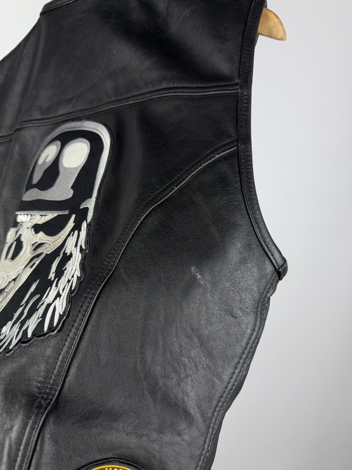 Vintage Real LEATHERICK Leather Biker Moto Racing Vest Skull Patch Size US S / EU 44-46 / 1 - 11 Thumbnail