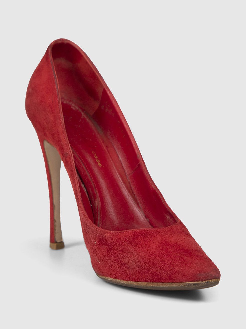 Gianvito Rossi Red Suede Point-Toe Pumps Size US 7 / IT 37 - 1 Thumbnail