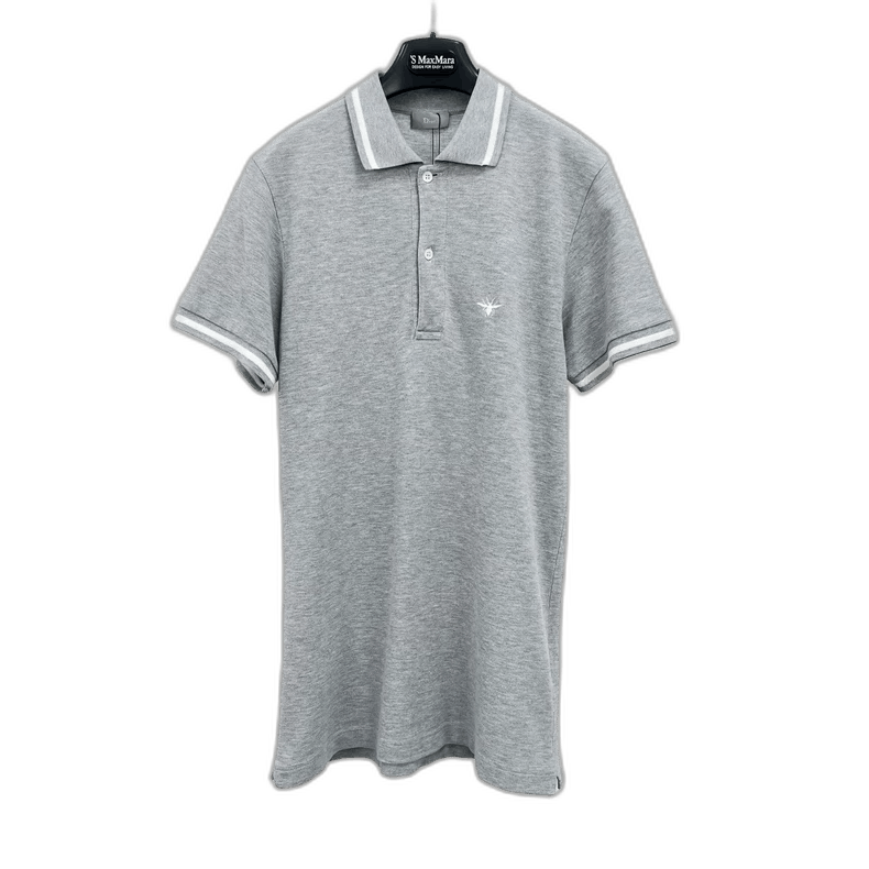 Dior Gray Embroidered Bee Short Sleeve Polo-2506