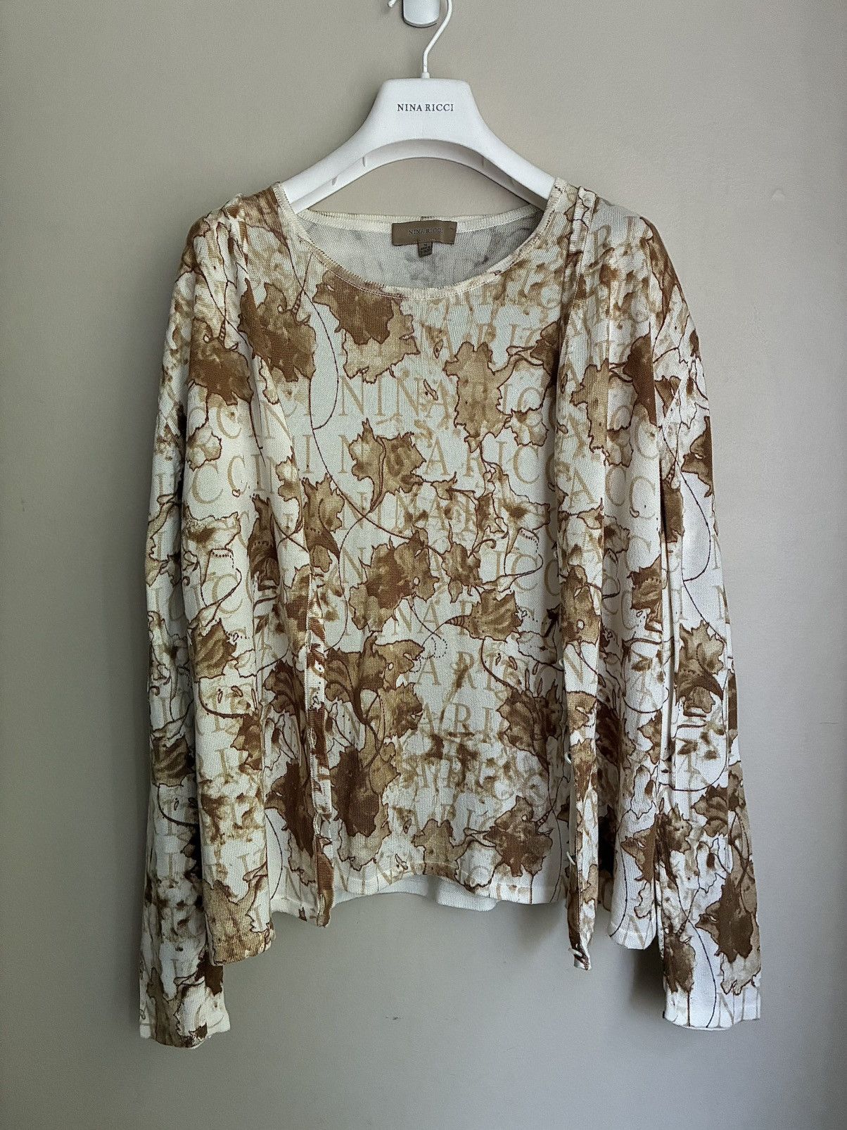 Nina Ricci Nina Ricci Autumnal Leaves/ Logo Print 2 Piece Twinset Size M / US 6-8 / IT 42-44 - 4 Thumbnail