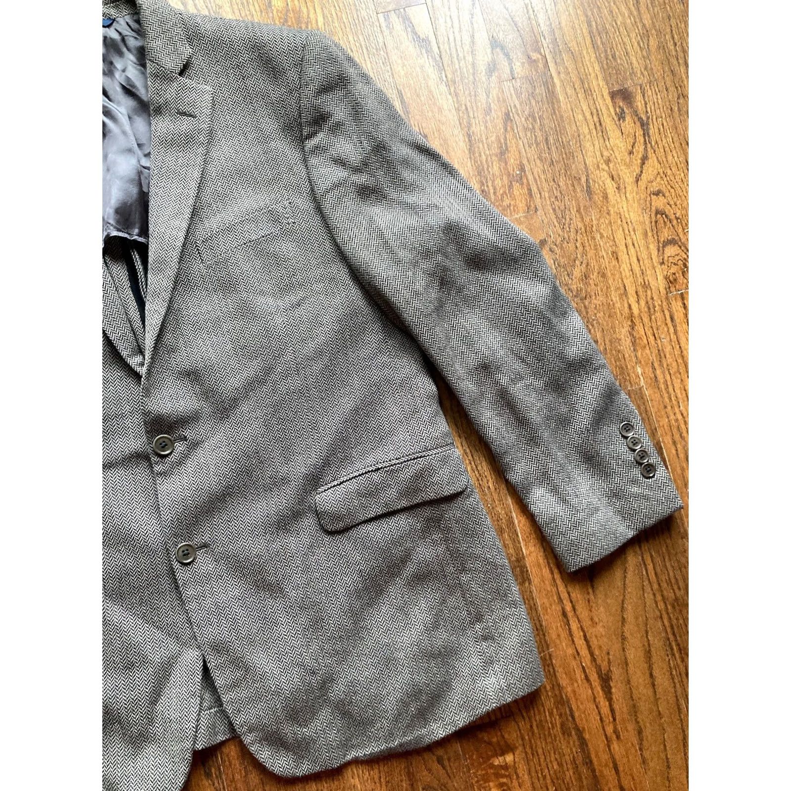 Brooks Brothers Brooks Brothers Regent Fit Blazer Mens Size 46R Wool Blend Herringbone Brown Size 46R - 3 Thumbnail