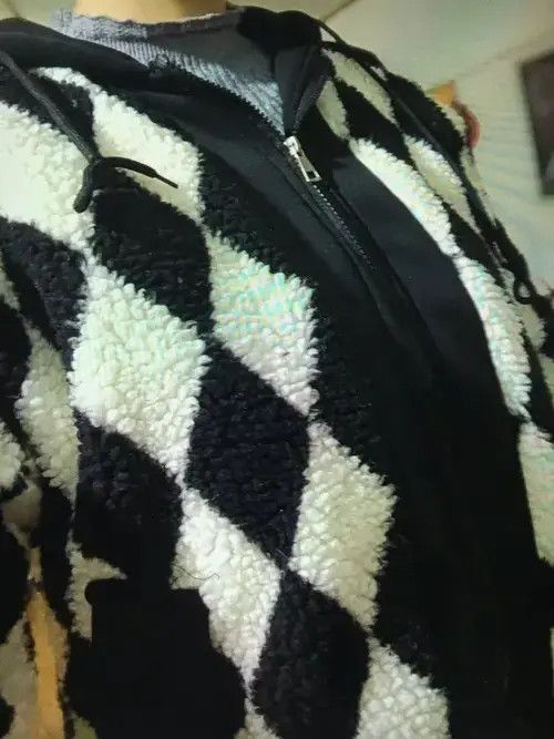 Other Warm Retro Checkerboard Lamb Wool Coat Size S / US 4 / IT 40 - 3 Thumbnail