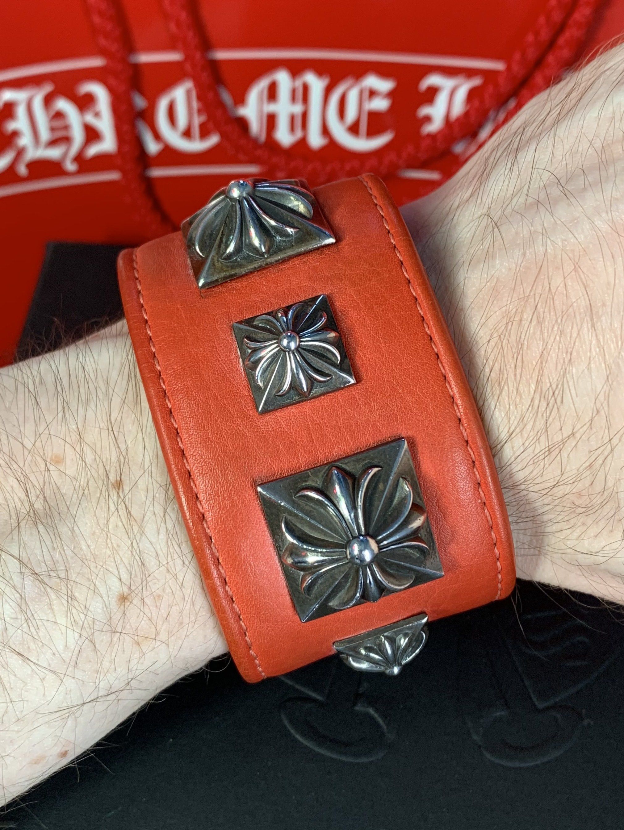 Chrome Hearts Chrome Hearts Studded Leather Silver Snap Bracelet Size ONE SIZE - 9 Thumbnail