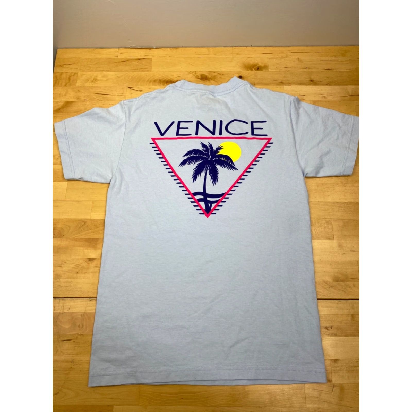 Vintage Fresh Vibes T-Shirt Men S Light Blue Venice Short Sleeve Crew Neck Graphic Print Vintage No Sunset Beach Casual Size US S / EU 44-46 / 1 - 4 Thumbnail