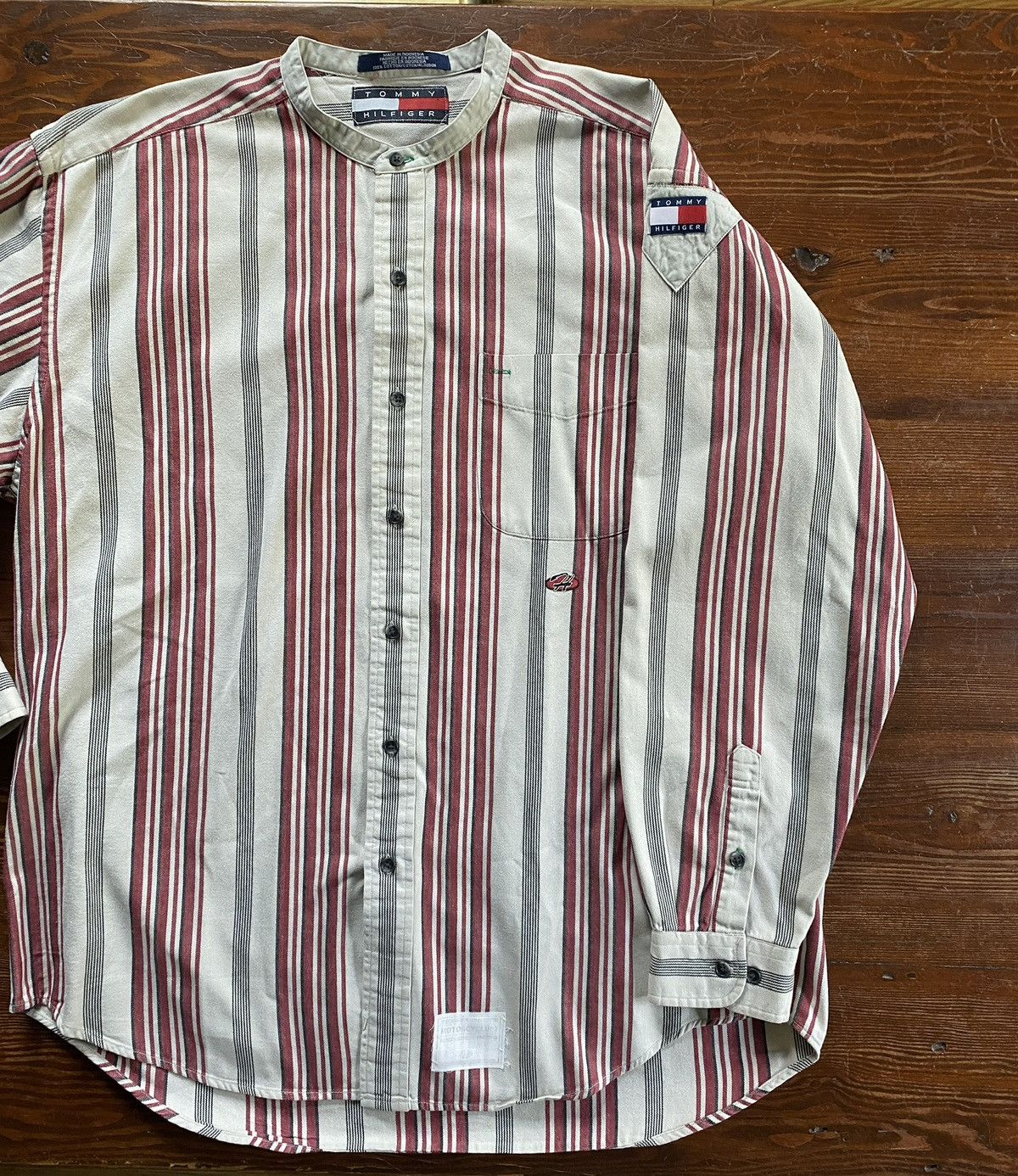 Vintage 90’s Tommy Hilfiger Motorcycle Standing Collar Shirt